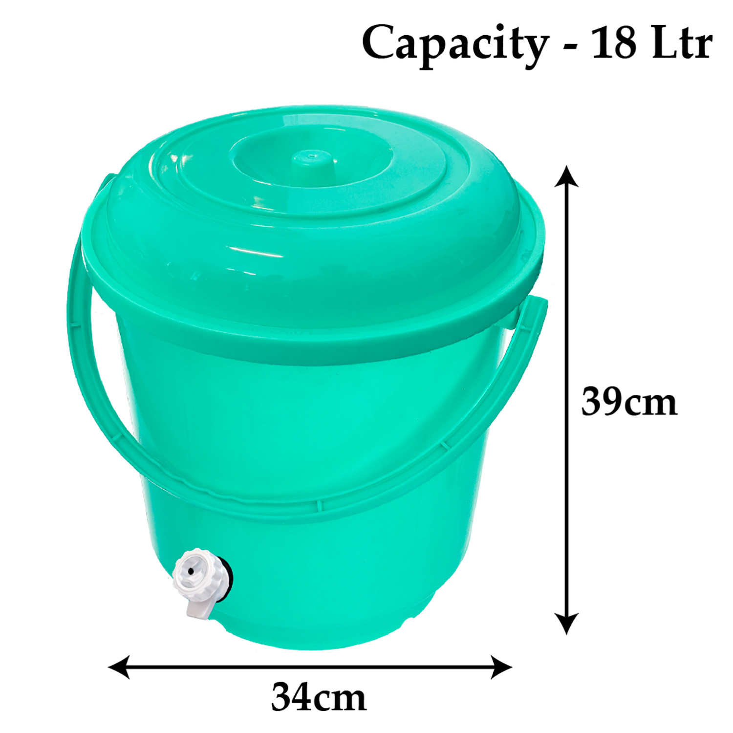 Kuber Industries Multipurposes Plastic Bucket With Lid & Tap System For Home Cleaning & Save Water, 18Ltr. (Green)