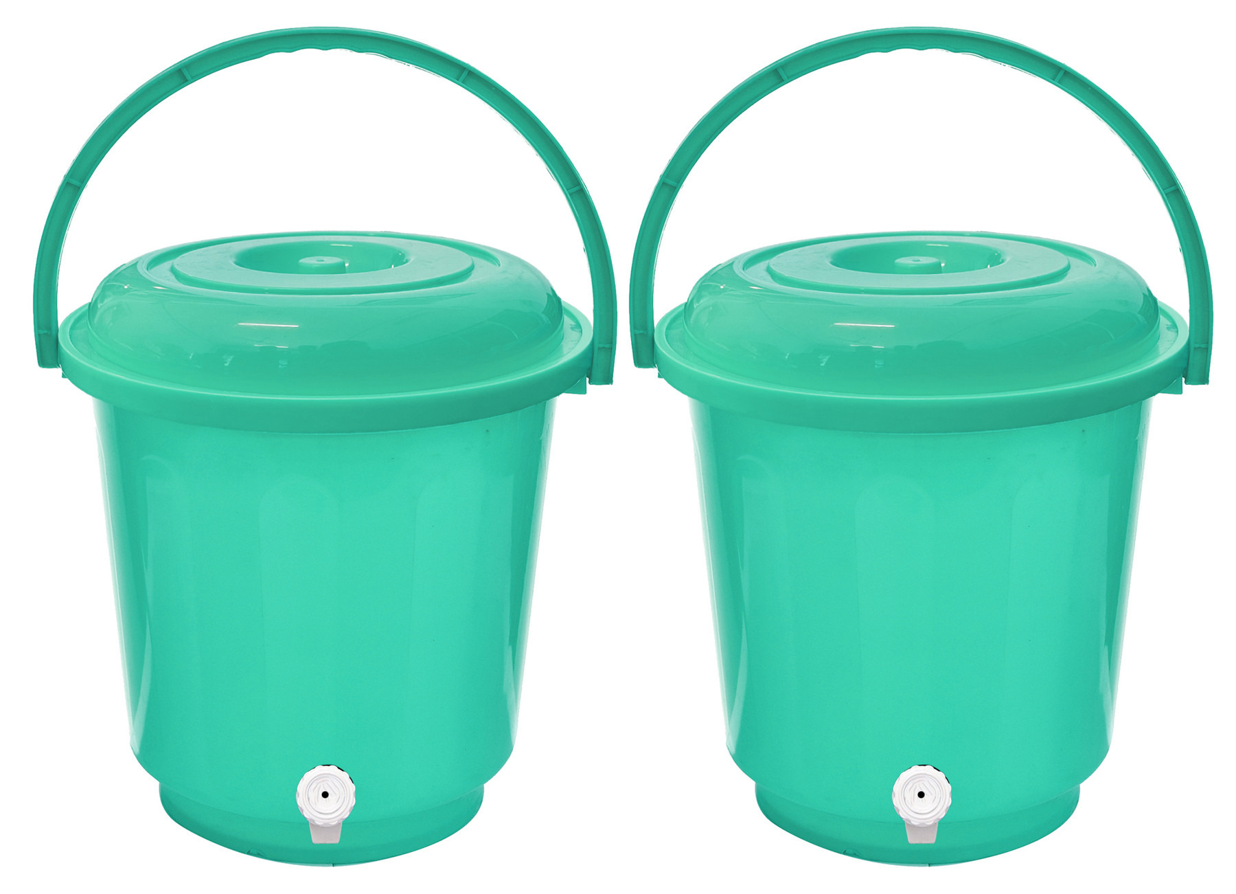 Kuber Industries Multipurposes Plastic Bucket With Lid & Tap System For Home Cleaning & Save Water, 18Ltr. (Green)