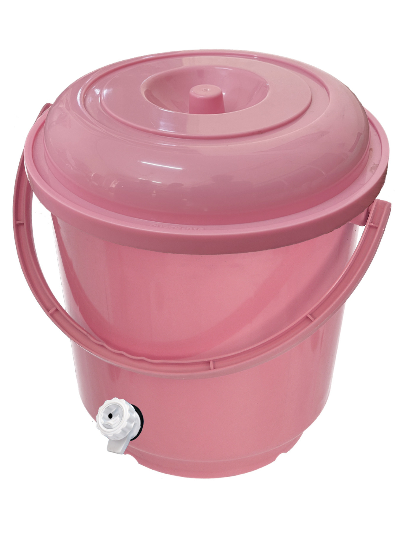 Kuber Industries Multipurposes Plastic Bucket With Lid & Tap System For Home Cleaning & Save Water, 18Ltr. (Pink)