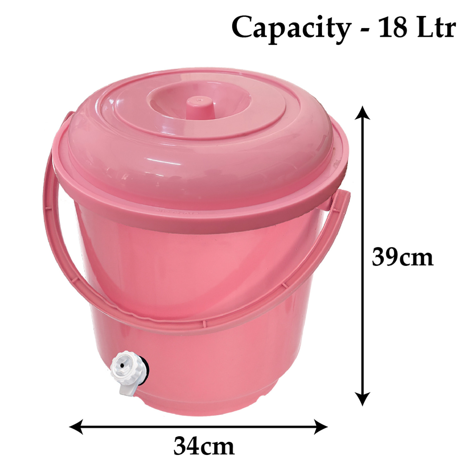 Kuber Industries Multipurposes Plastic Bucket With Lid & Tap System For Home Cleaning & Save Water, 18Ltr. (Pink)