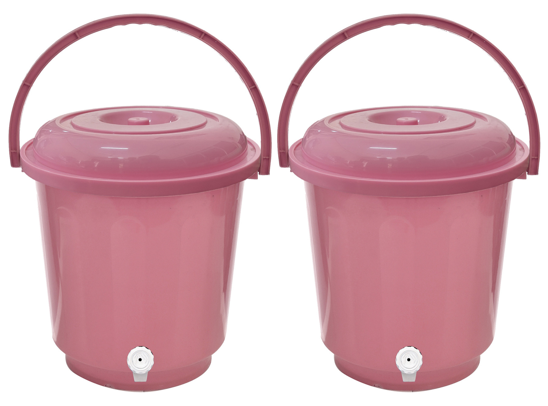 Kuber Industries Multipurposes Plastic Bucket With Lid & Tap System For Home Cleaning & Save Water, 18Ltr. (Pink)