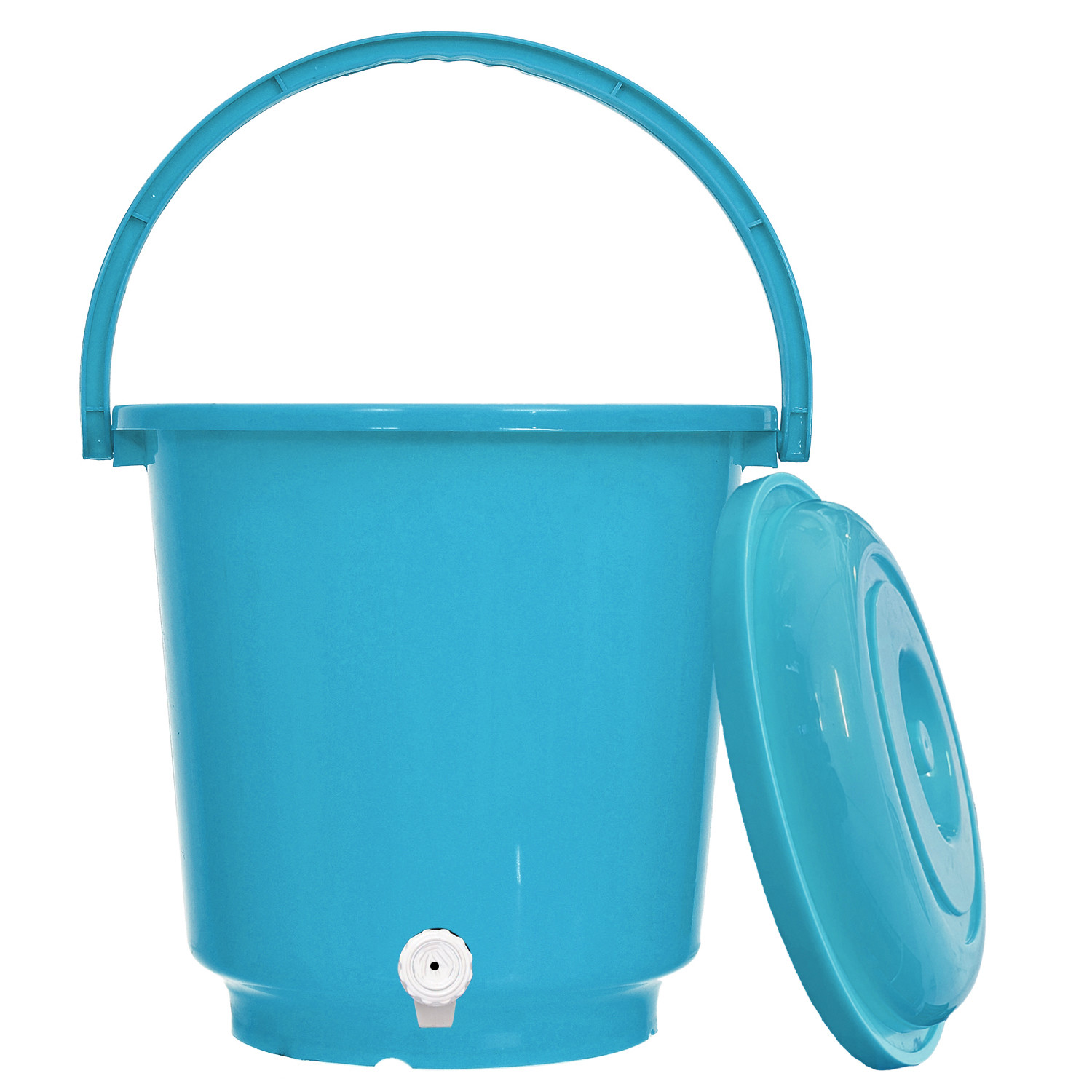 Kuber Industries Multipurposes Plastic Bucket With Lid & Tap System For Home Cleaning & Save Water, 18Ltr. (Blue)