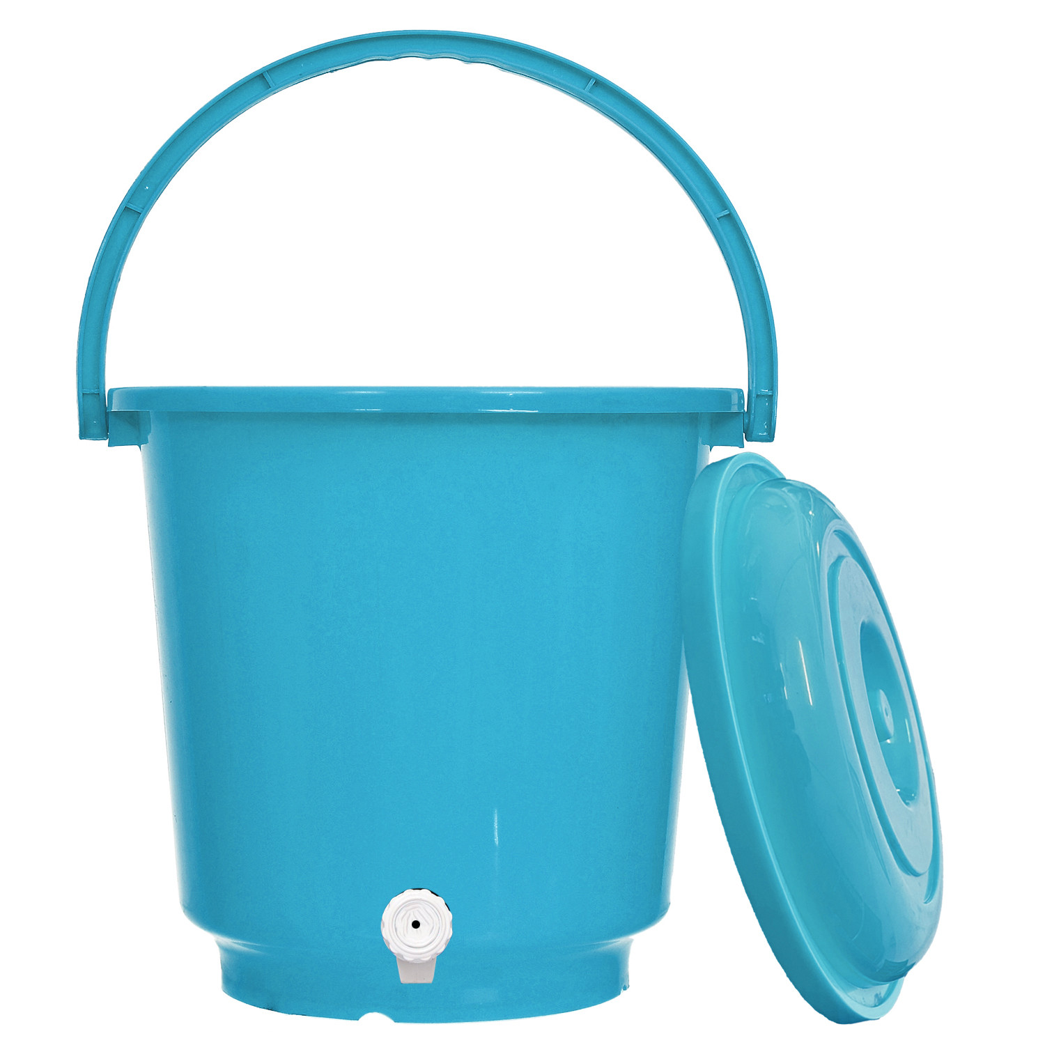 Kuber Industries Multipurposes Plastic Bucket With Lid & Tap System For Home Cleaning & Save Water, 18Ltr. (Blue)