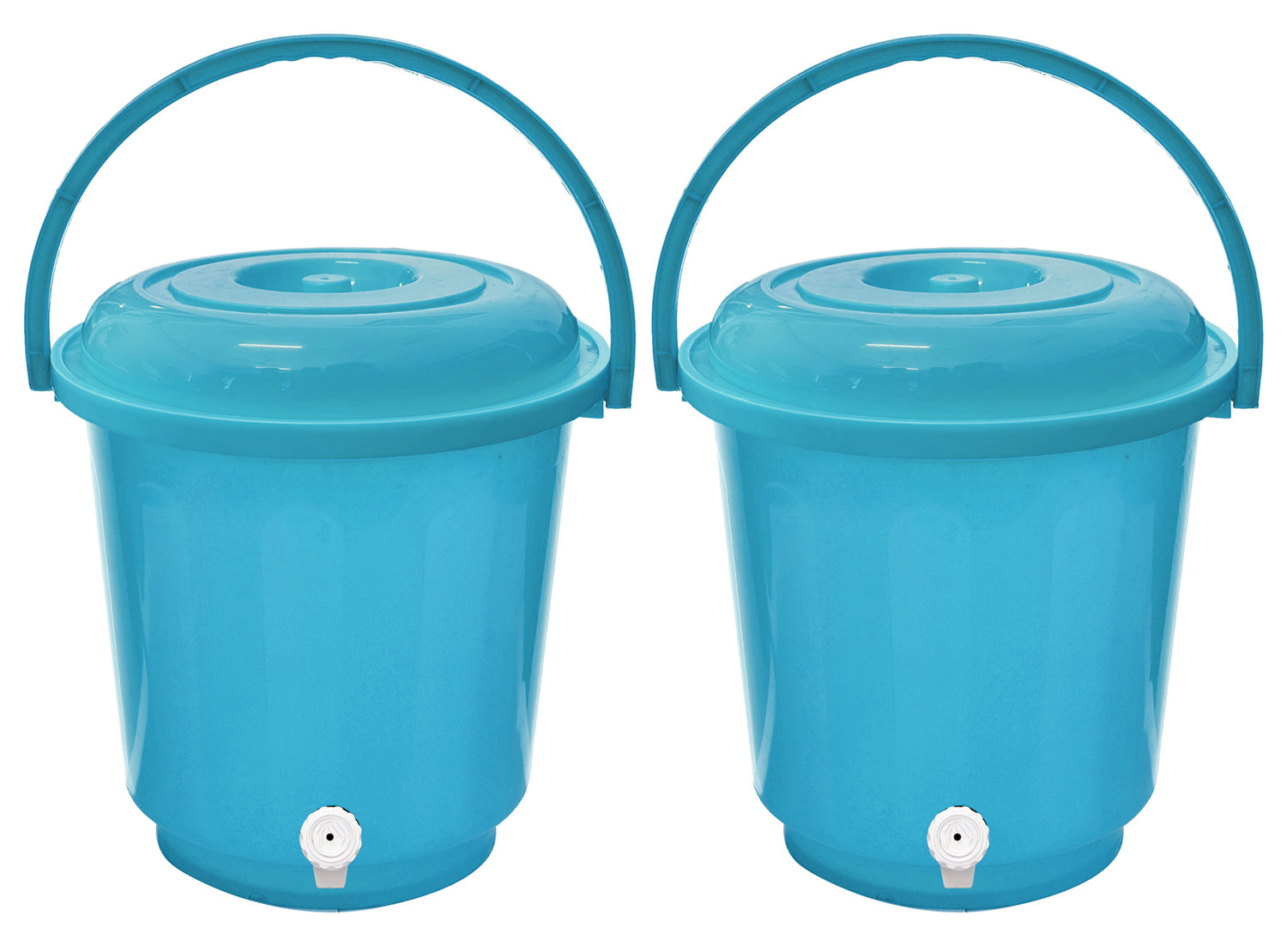Kuber Industries Multipurposes Plastic Bucket With Lid & Tap System For Home Cleaning & Save Water, 18Ltr. (Blue)