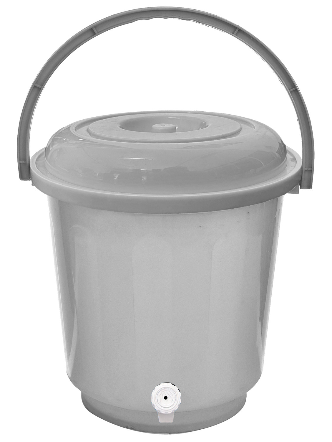 Kuber Industries Multipurposes Plastic Bucket With Lid & Tap System For Home Cleaning & Save Water, 18Ltr. (Grey)