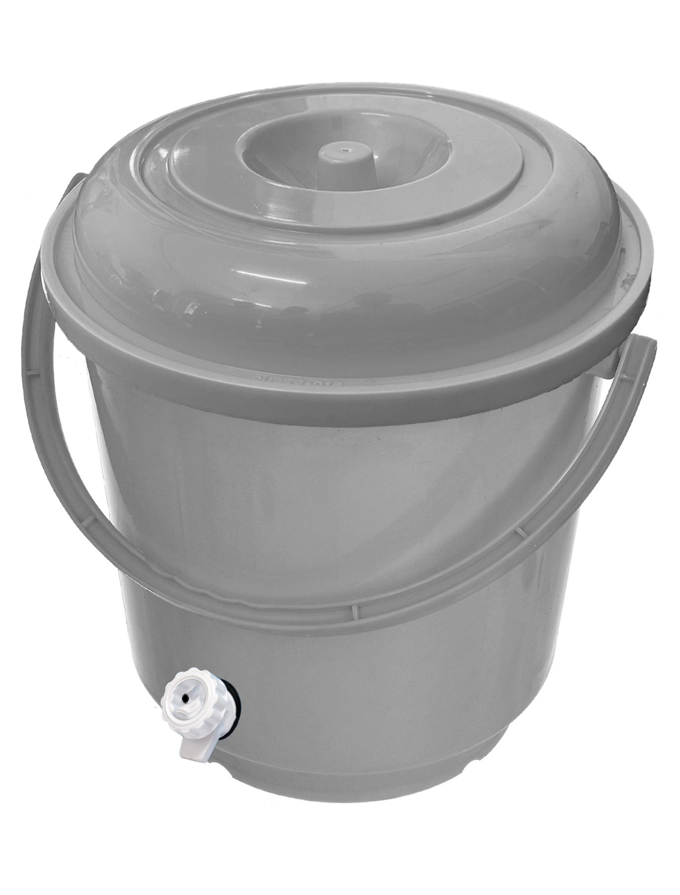 Kuber Industries Multipurposes Plastic Bucket With Lid & Tap System For Home Cleaning & Save Water, 18Ltr. (Grey)