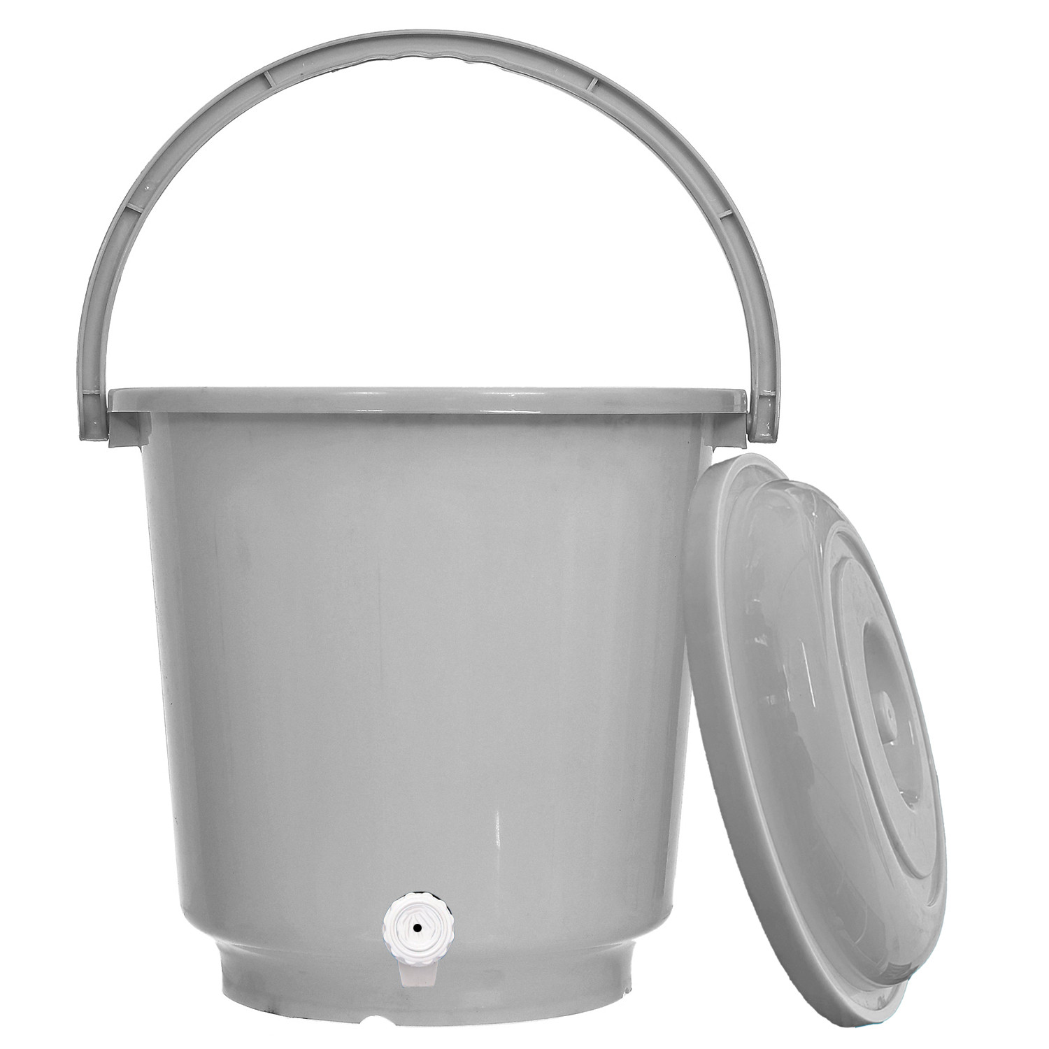 Kuber Industries Multipurposes Plastic Bucket With Lid & Tap System For Home Cleaning & Save Water, 18Ltr. (Grey)