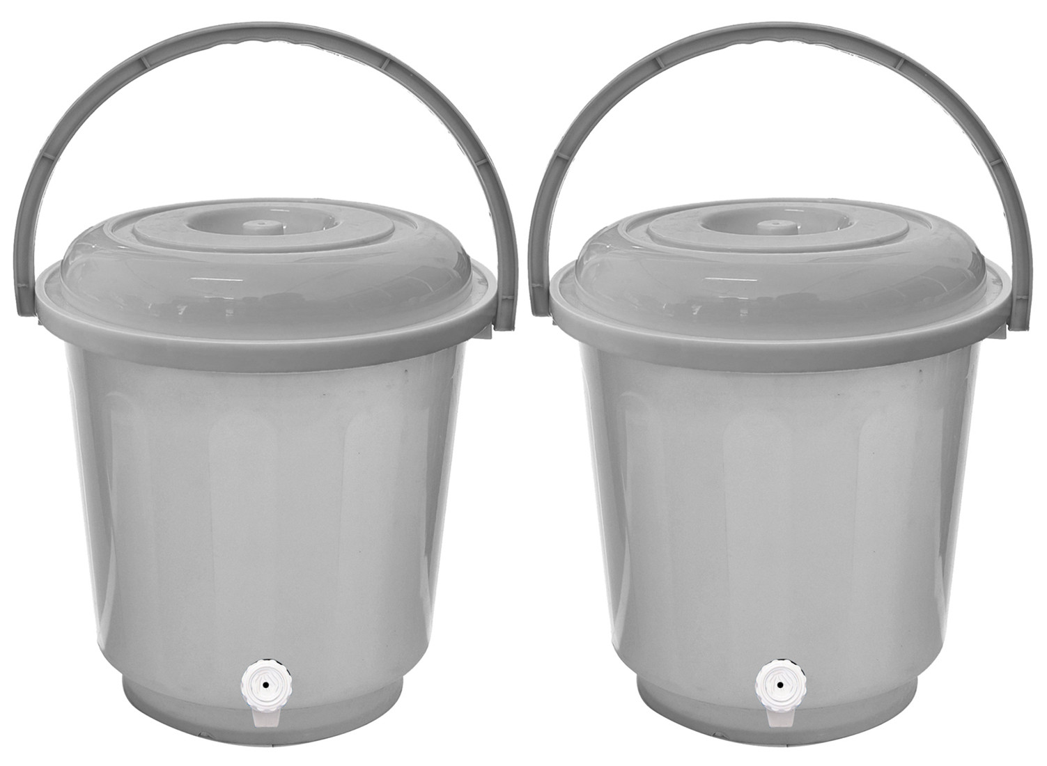 Kuber Industries Multipurposes Plastic Bucket With Lid & Tap System For Home Cleaning & Save Water, 18Ltr. (Grey)