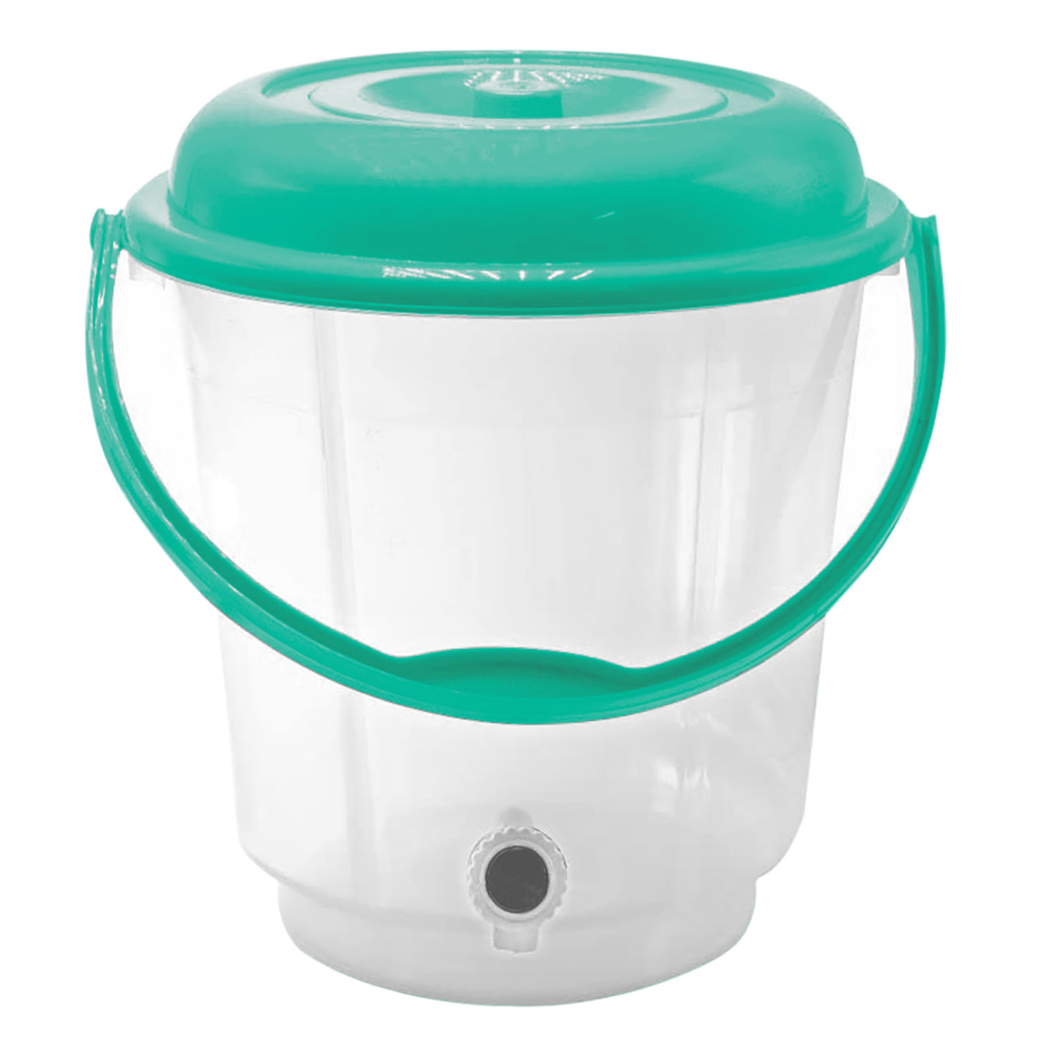 Kuber Industries Multipurposes Plastic Transparent Bucket With Lid & Tap System For Home Cleaning & Save Water, 18Ltr. (Green)