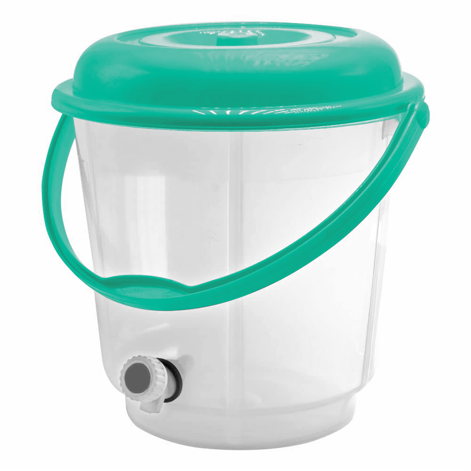 Kuber Industries Multipurposes Plastic Transparent Bucket With Lid & Tap System For Home Cleaning & Save Water, 18Ltr. (Green)