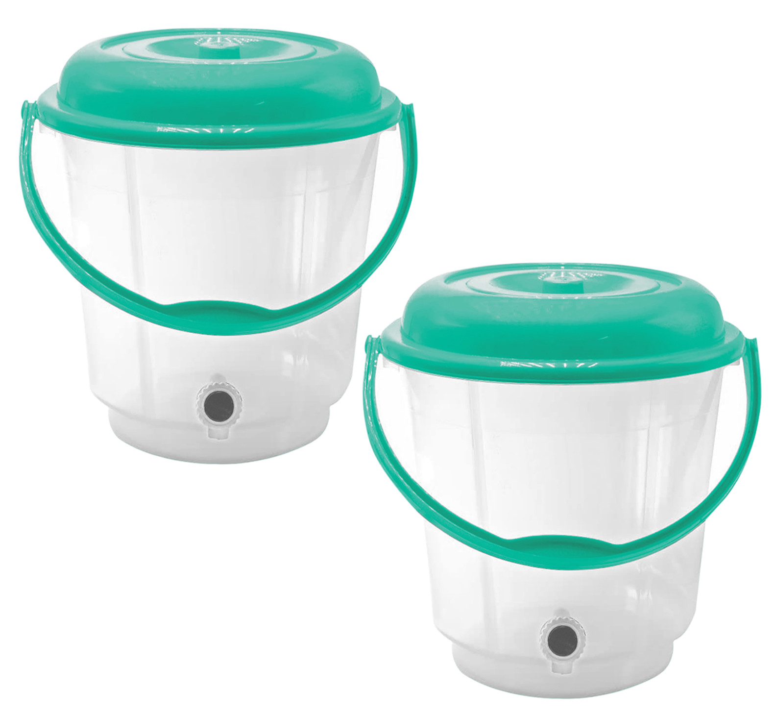 Kuber Industries Multipurposes Plastic Transparent Bucket With Lid & Tap System For Home Cleaning & Save Water, 18Ltr. (Green)