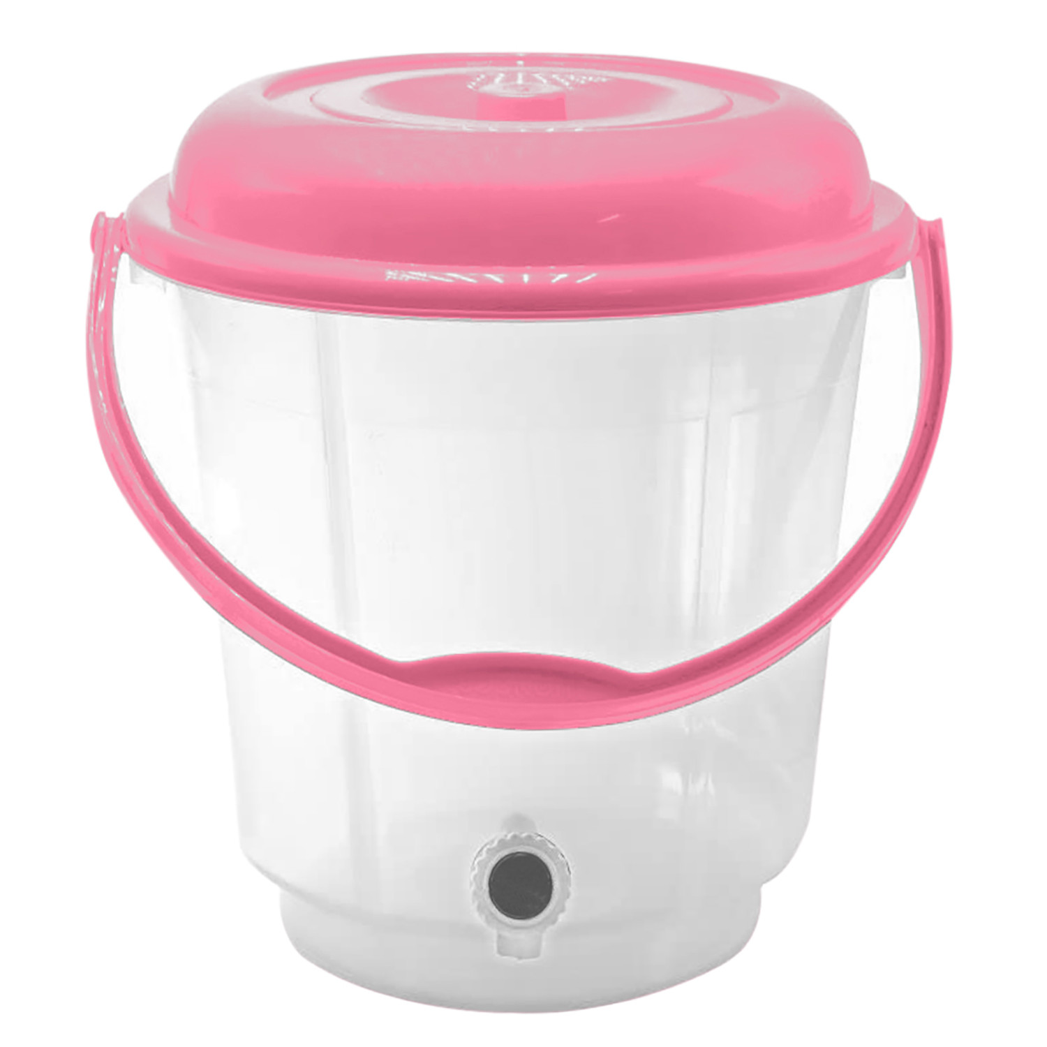 Kuber Industries Multipurposes Plastic Transparent Bucket With Lid & Tap System For Home Cleaning & Save Water, 18Ltr. (Pink)