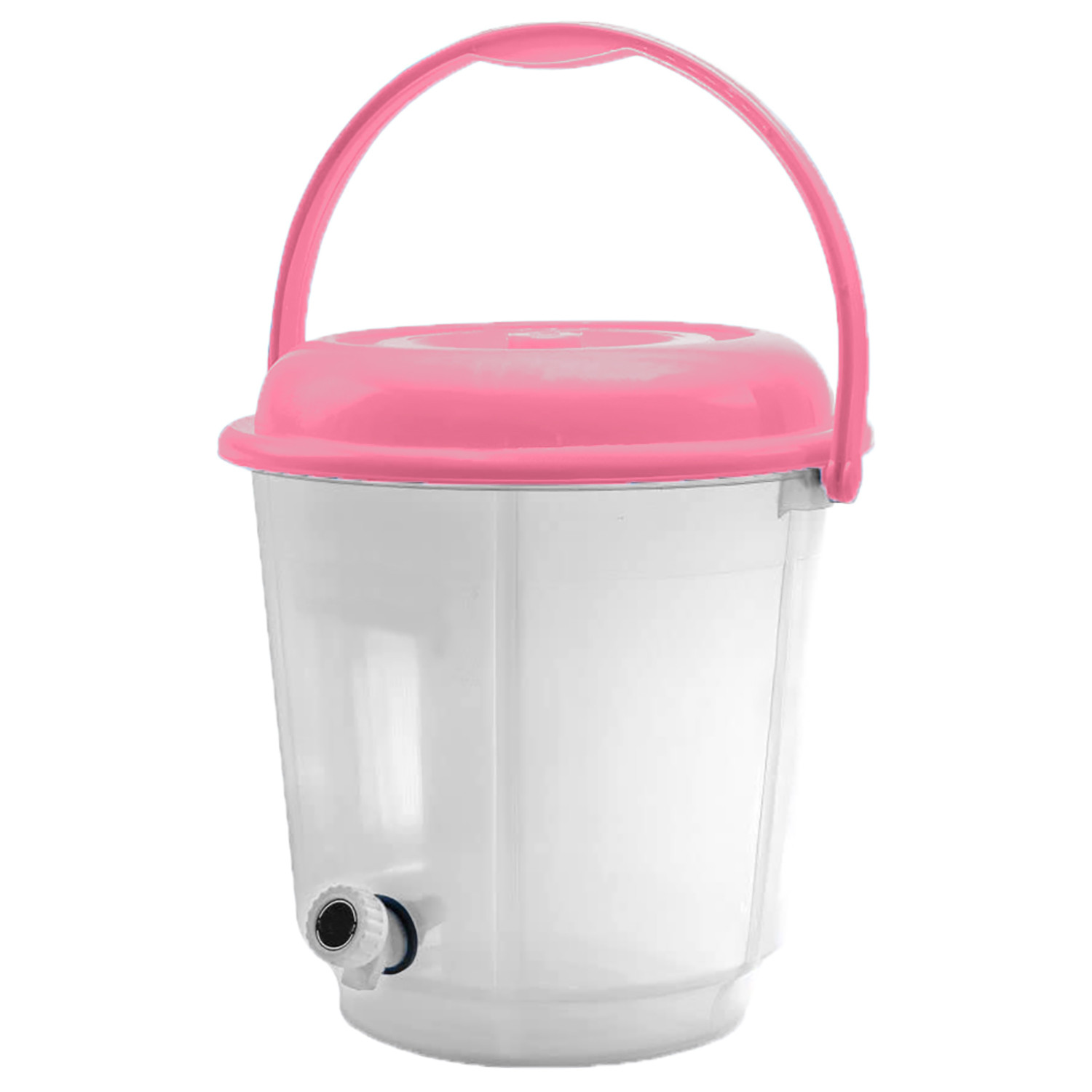 Kuber Industries Multipurposes Plastic Transparent Bucket With Lid & Tap System For Home Cleaning & Save Water, 18Ltr. (Pink)