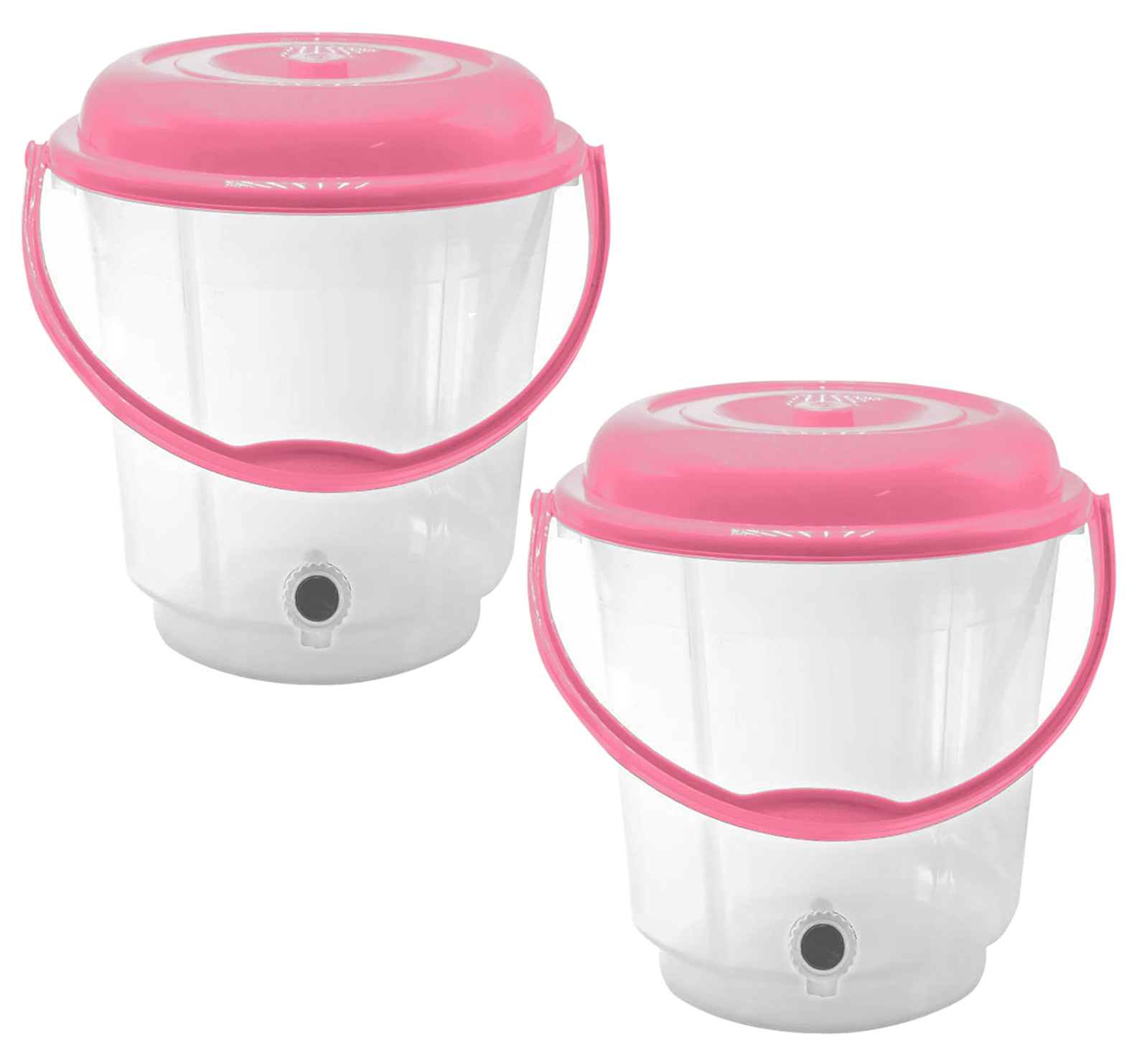 Kuber Industries Multipurposes Plastic Transparent Bucket With Lid & Tap System For Home Cleaning & Save Water, 18Ltr. (Pink)
