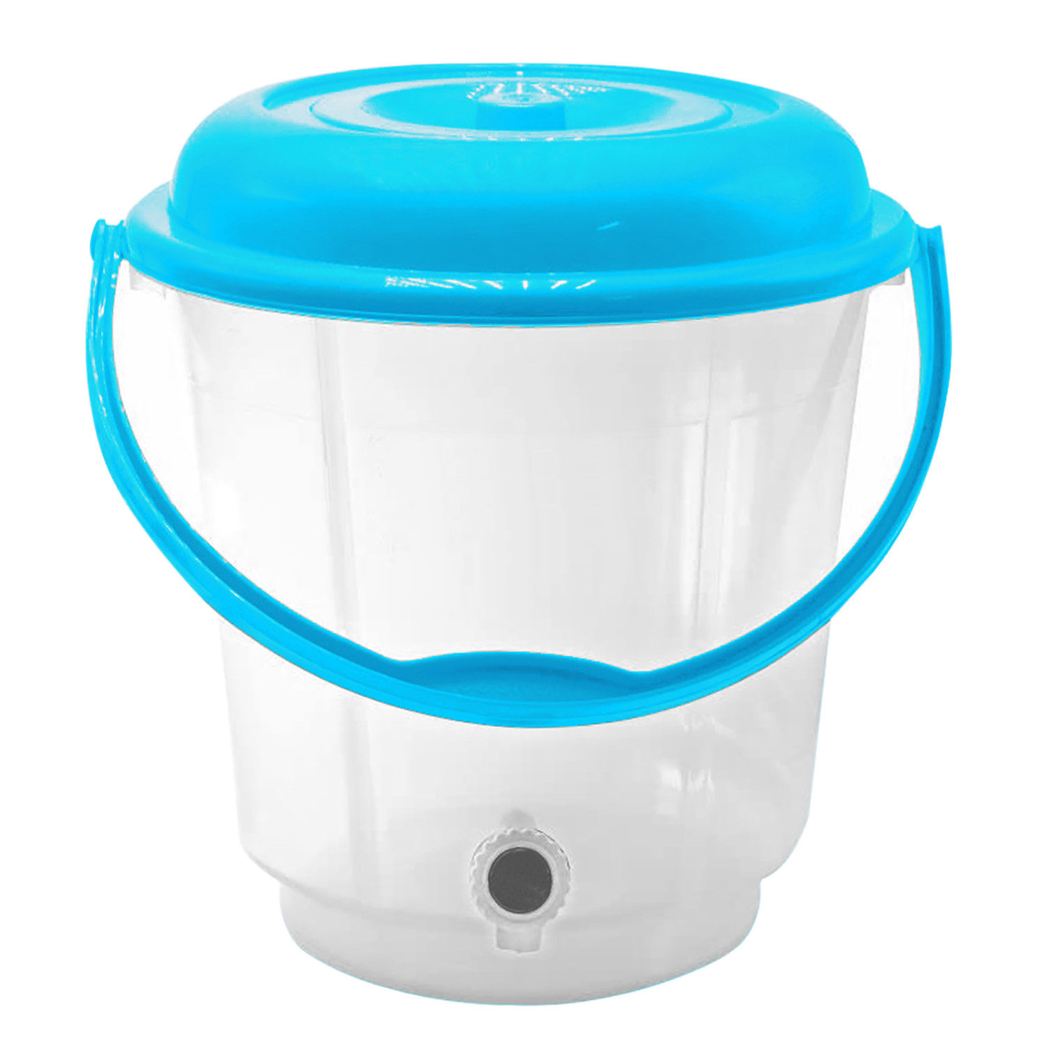 Kuber Industries Multipurposes Plastic Transparent Bucket With Lid & Tap System For Home Cleaning & Save Water, 18Ltr. (Blue)
