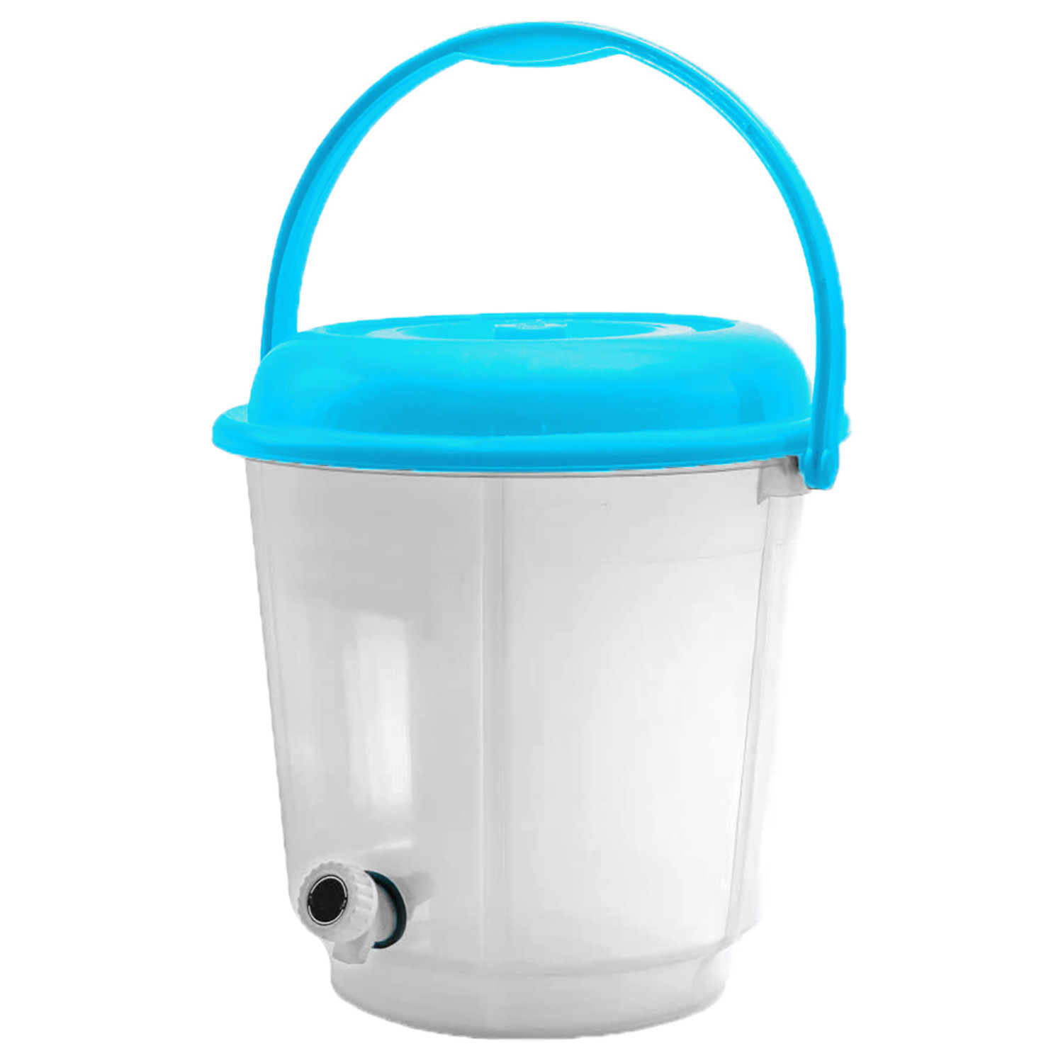 Kuber Industries Multipurposes Plastic Transparent Bucket With Lid & Tap System For Home Cleaning & Save Water, 18Ltr. (Blue)