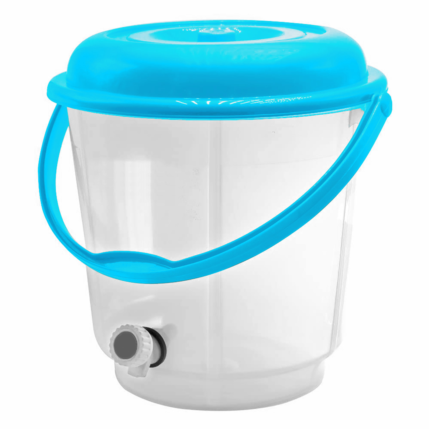 Kuber Industries Multipurposes Plastic Transparent Bucket With Lid & Tap System For Home Cleaning & Save Water, 18Ltr. (Blue)