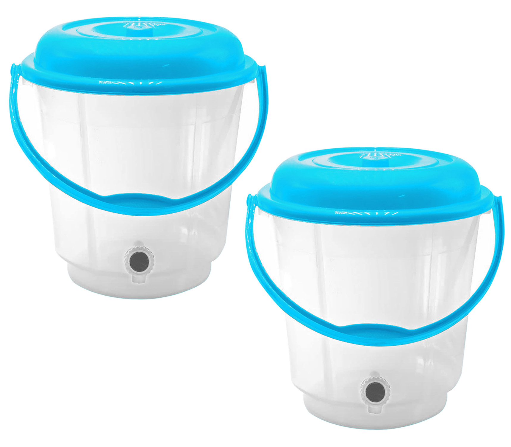 Kuber Industries Multipurposes Plastic Transparent Bucket With Lid & Tap System For Home Cleaning & Save Water, 18Ltr. (Blue)