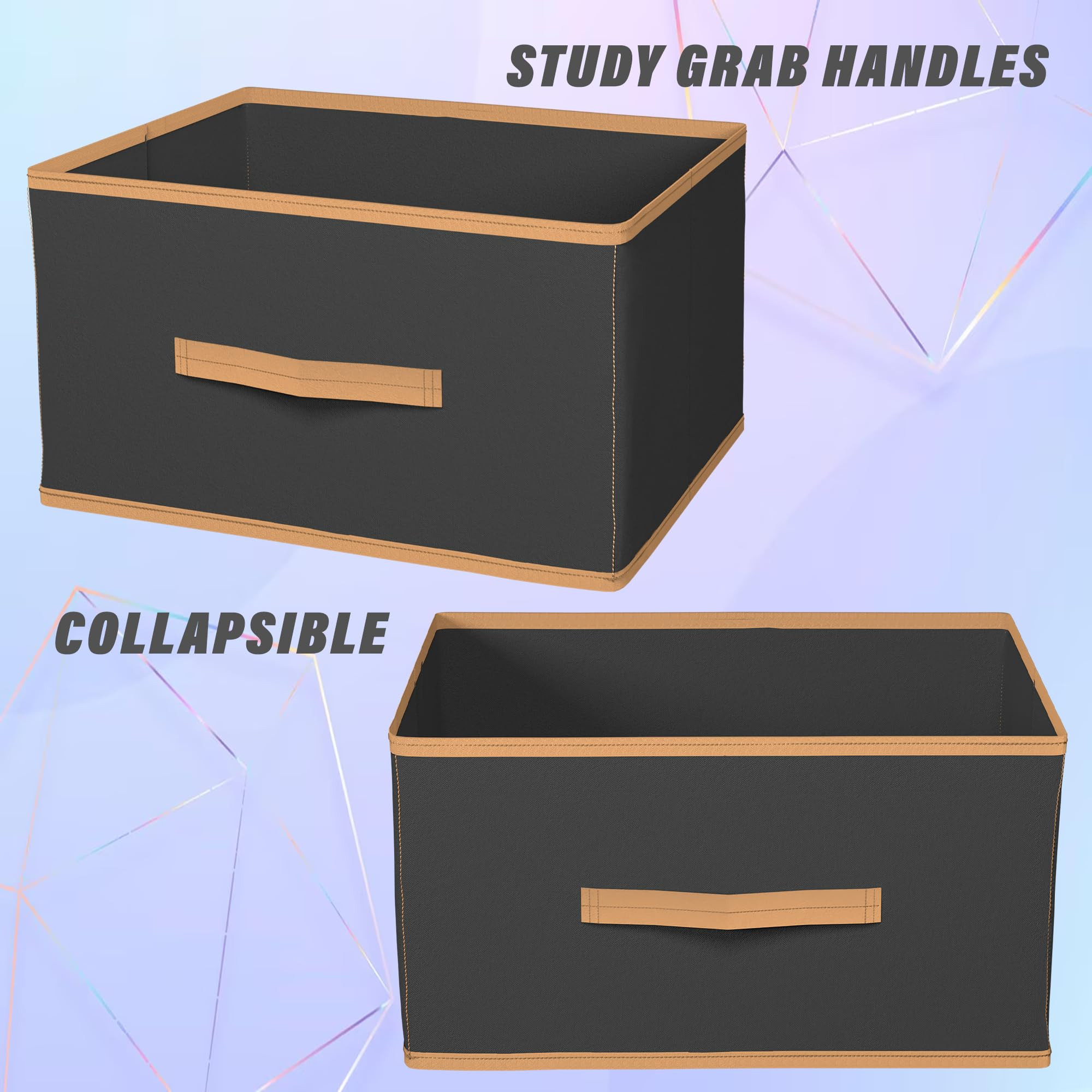 Kuber Industries Multipurposes Rectangular Flodable Storage Box Drawer Storage and Cloth Organizer Pack of 6 Black-HS40KUBMART23920