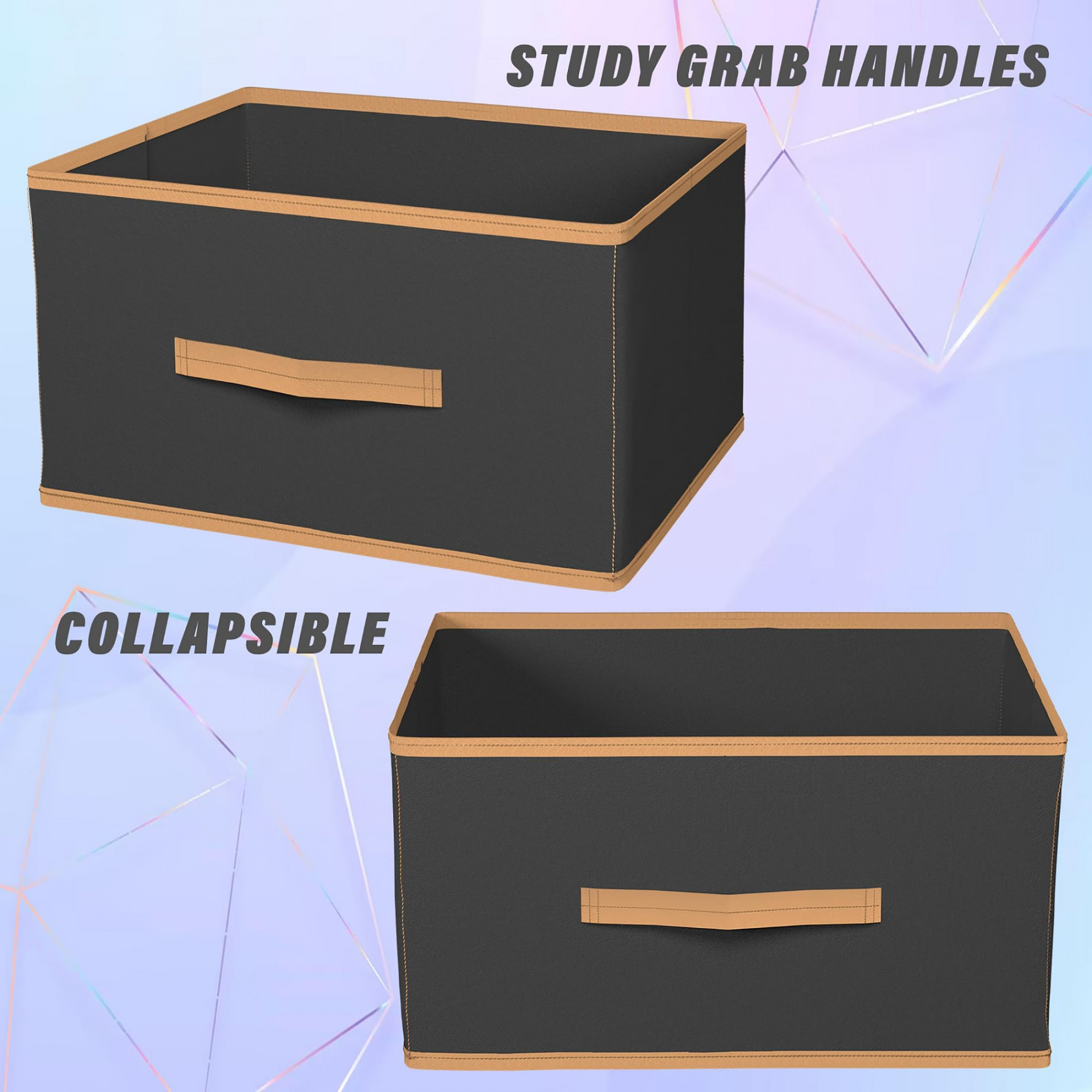 Kuber Industries Multipurposes Rectangular Flodable Storage Box Drawer Storage and Cloth Organizer Pack of 3 Black-HS40KUBMART23916