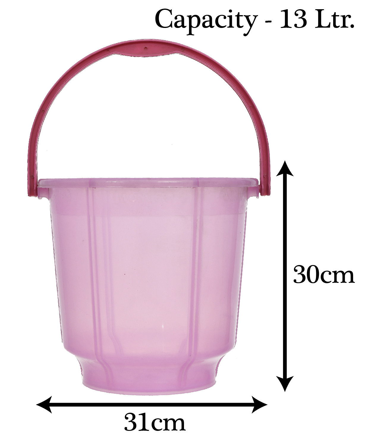Kuber Industries Multipurposes Tranasparent Plastic Bucket For Bathing Home Cleaning & Storage Purpose, 13Ltr. (Pink)-47KM01213