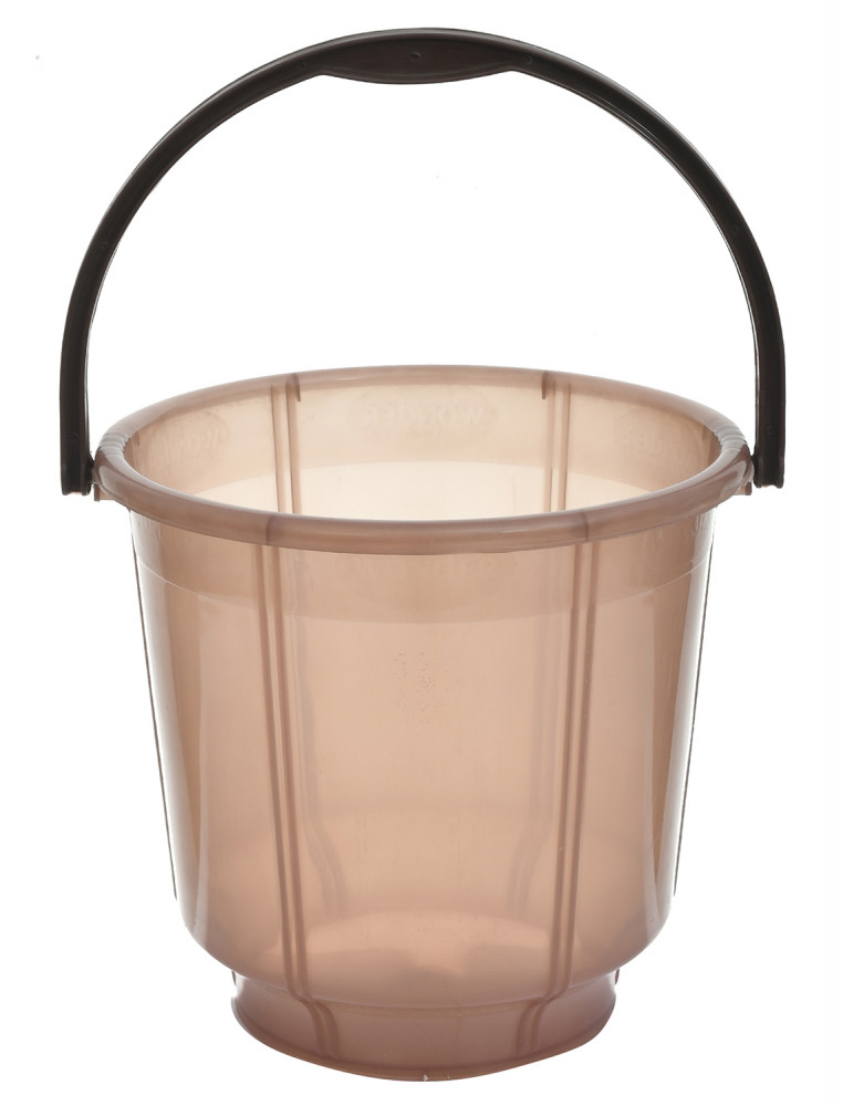 Kuber Industries Multipurposes Tranasparent Plastic Bucket For Bathing Home Cleaning &amp; Storage Purpose, 13Ltr. (Brown)-47KM01217