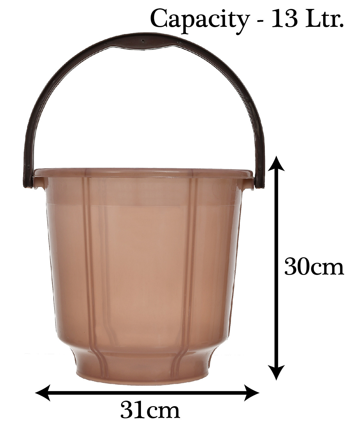 Kuber Industries Multipurposes Tranasparent Plastic Bucket For Bathing Home Cleaning & Storage Purpose, 13Ltr. (Brown)-47KM01217