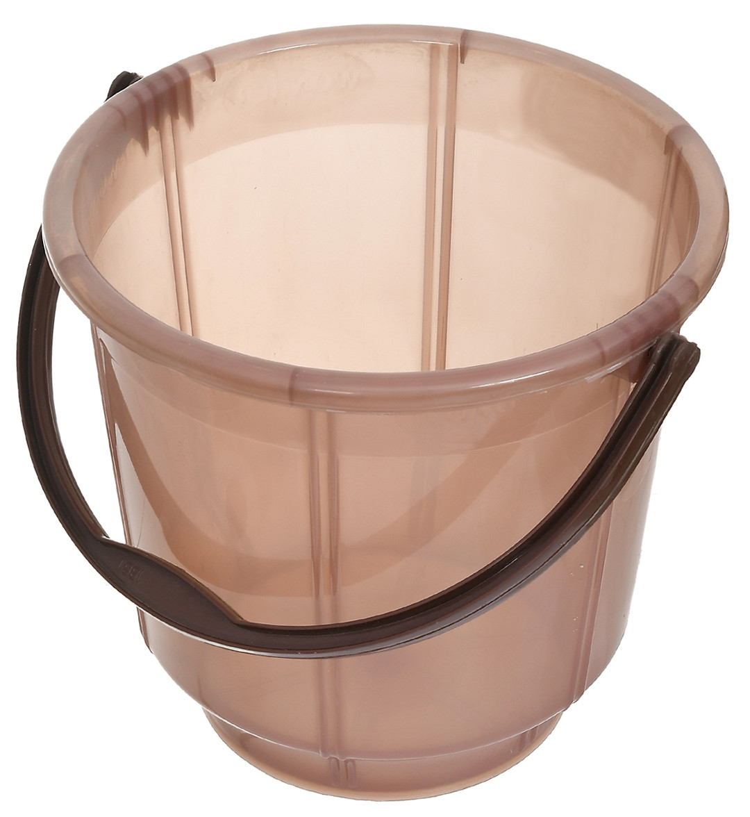 Kuber Industries Multipurposes Tranasparent Plastic Bucket For Bathing Home Cleaning & Storage Purpose, 13Ltr. (Brown)-47KM01217