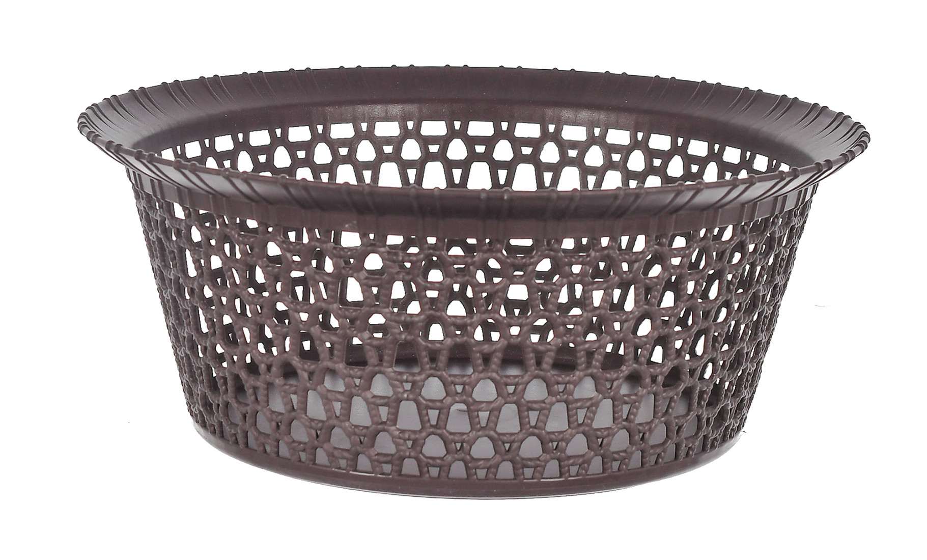 Kuber Industries Multiuses 3 Different Sizes Round Plastic Storage Basket/Organizer (Brown) -46KM03