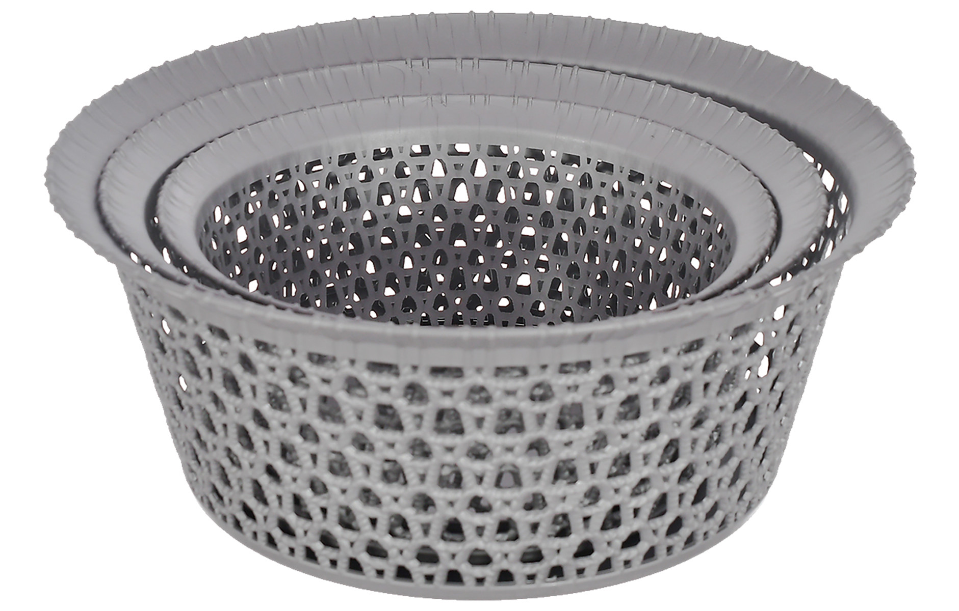 Kuber Industries Multiuses 3 Different Sizes Round Plastic Storage Basket/Organizer (Grey) -46KM01