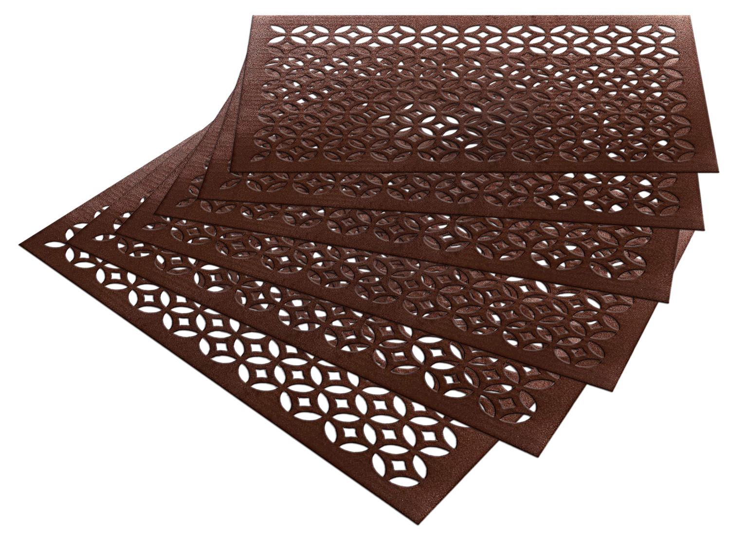 Kuber Industries Multiuses Arccircle Design PVC Rectangle Placemat for kitchen, Dining Table Set of 6 (Copper)