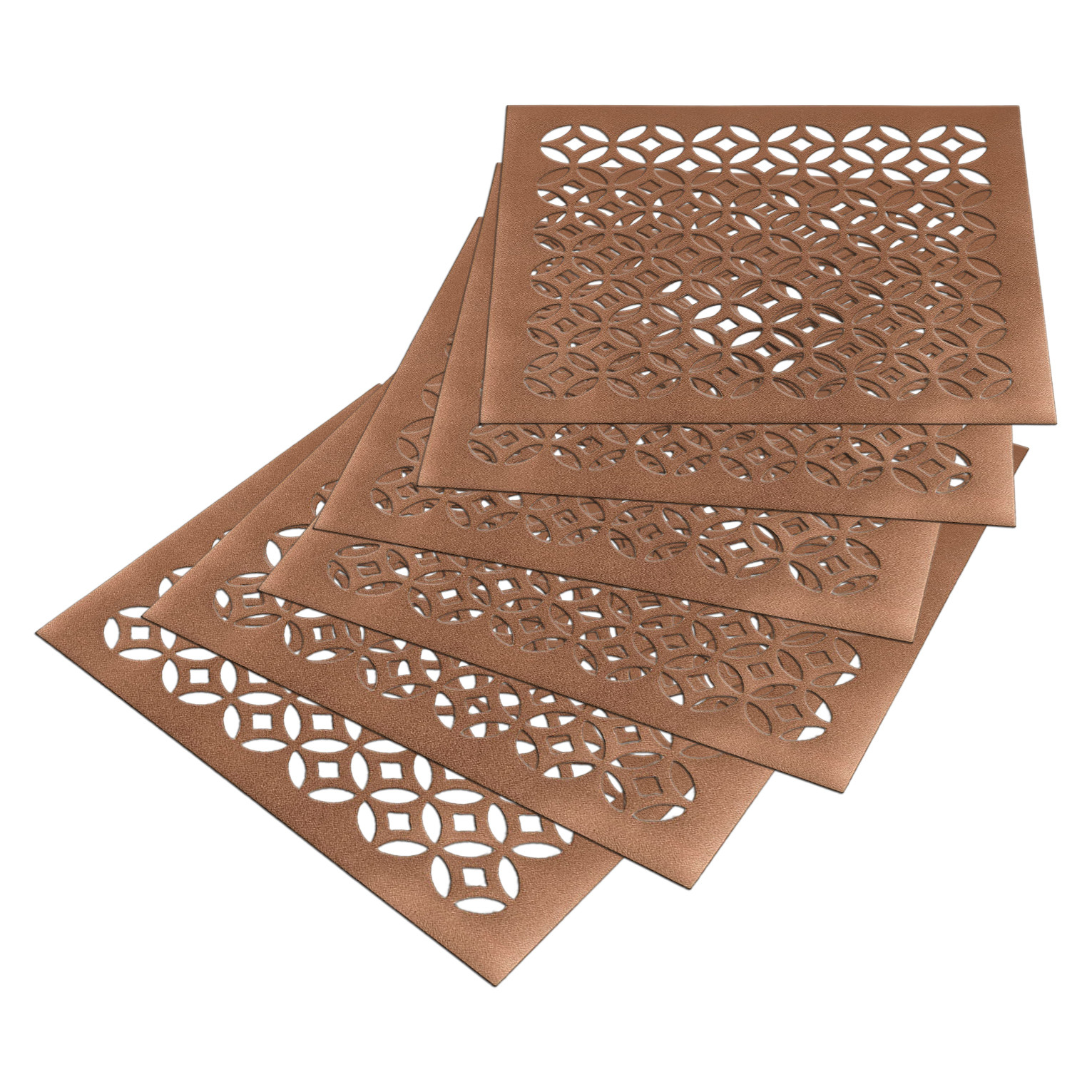 Kuber Industries Multiuses Arccircle Design PVC Squere Placemat for kitchen, Dining Table Set of 6 (Copper)