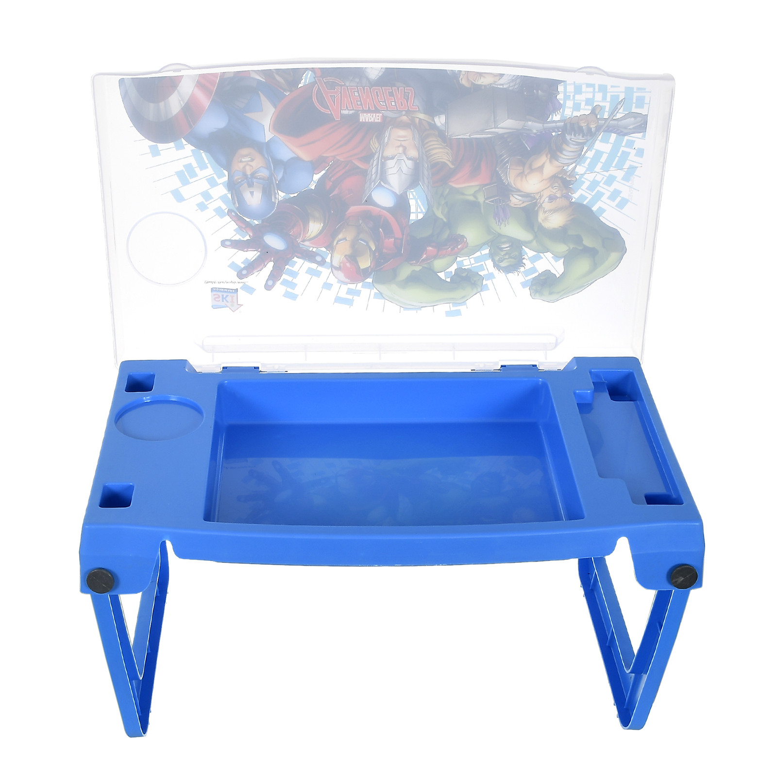 Kuber Industries Multiuses Avengers Print Plastic Study Desk/Laptop Table With Camparment For Home & Office (Blue)