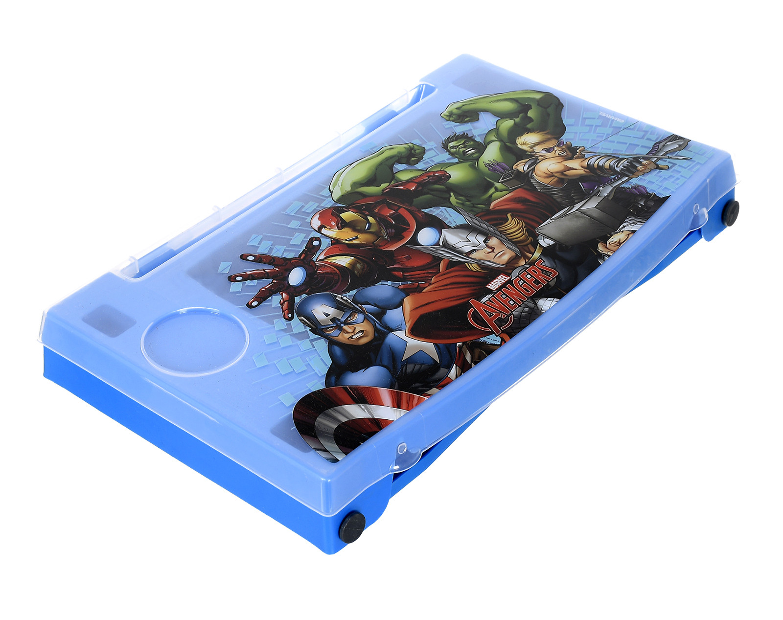 Kuber Industries Multiuses Avengers Print Plastic Study Desk/Laptop Table With Camparment For Home & Office (Blue)
