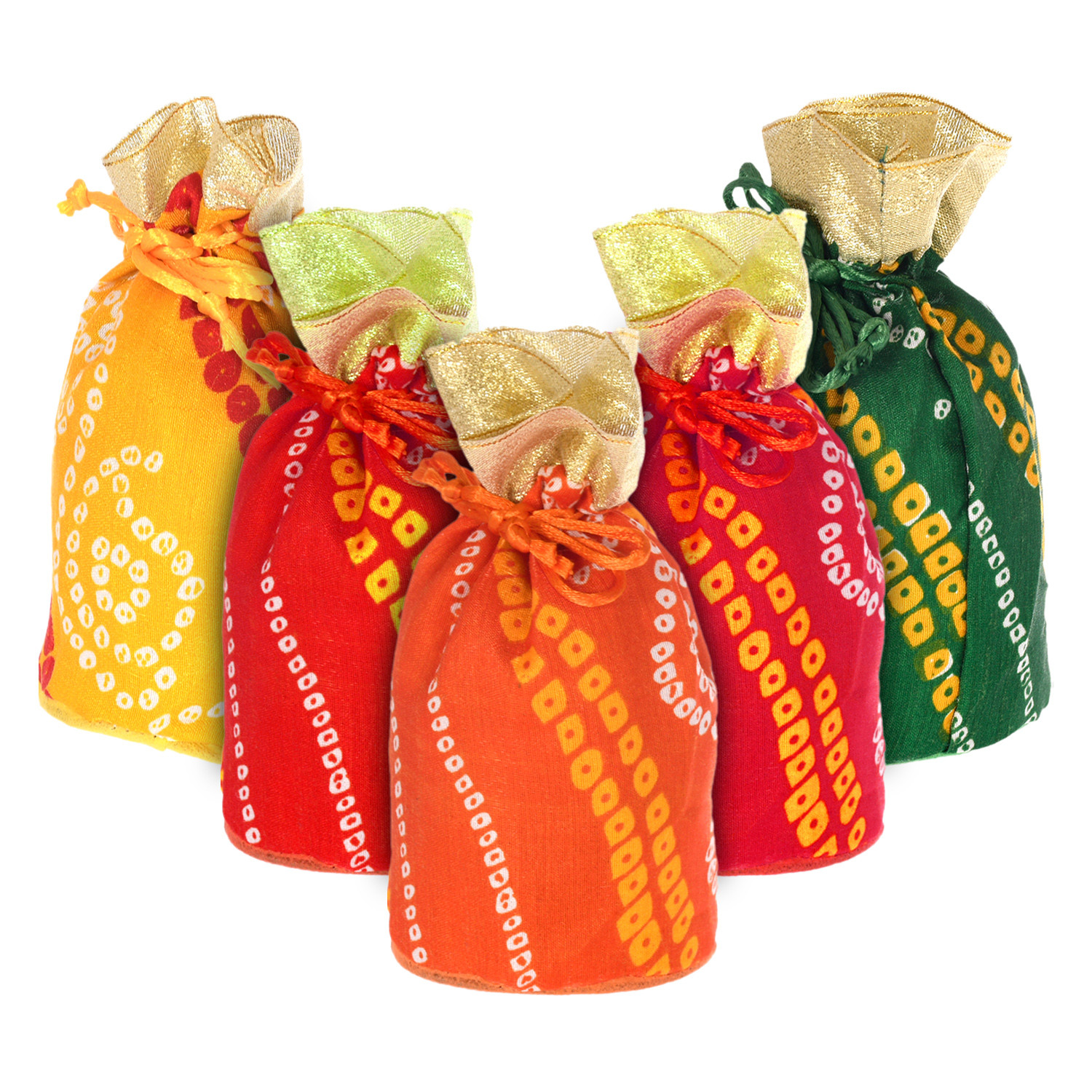 Kuber Industries Multiuses Bandhej Print Potli Bag for women With Drawstring (Assorted)
