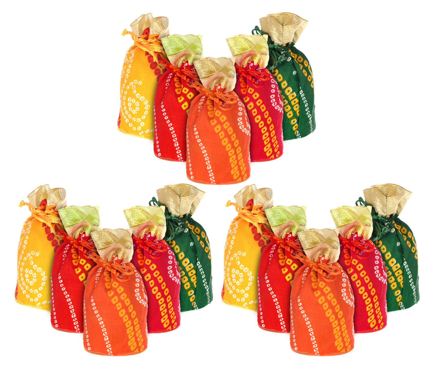 Kuber Industries Multiuses Bandhej Print Potli Bag for women With Drawstring (Assorted)