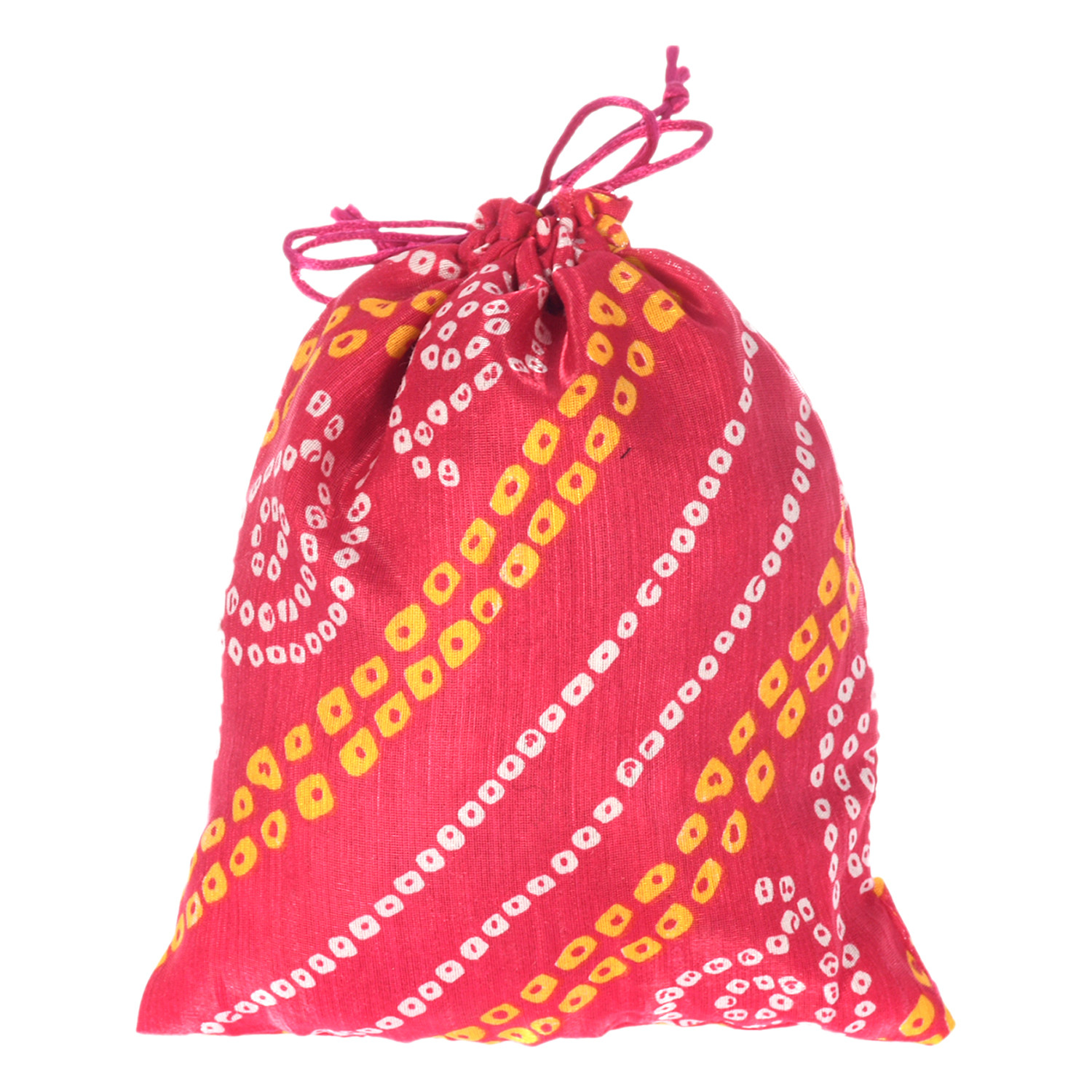 Kuber Industries Multiuses Bandhej Print Potli Bag for women With Drawstring (Pink)