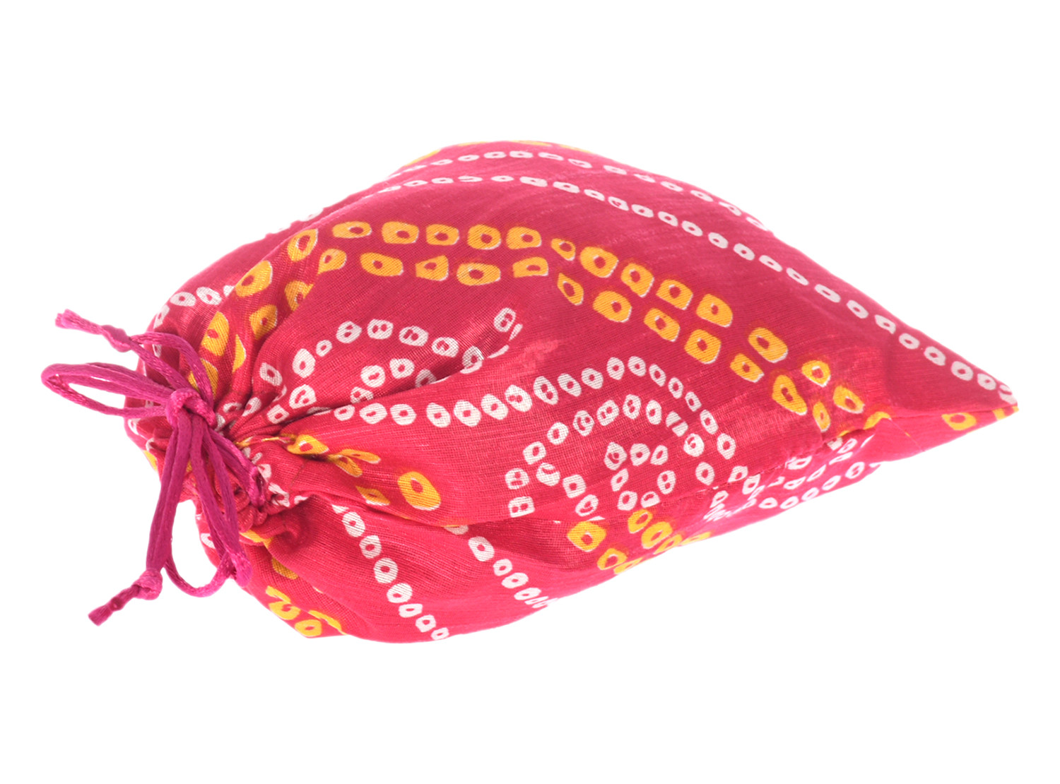 Kuber Industries Multiuses Bandhej Print Potli Bag for women With Drawstring (Pink)