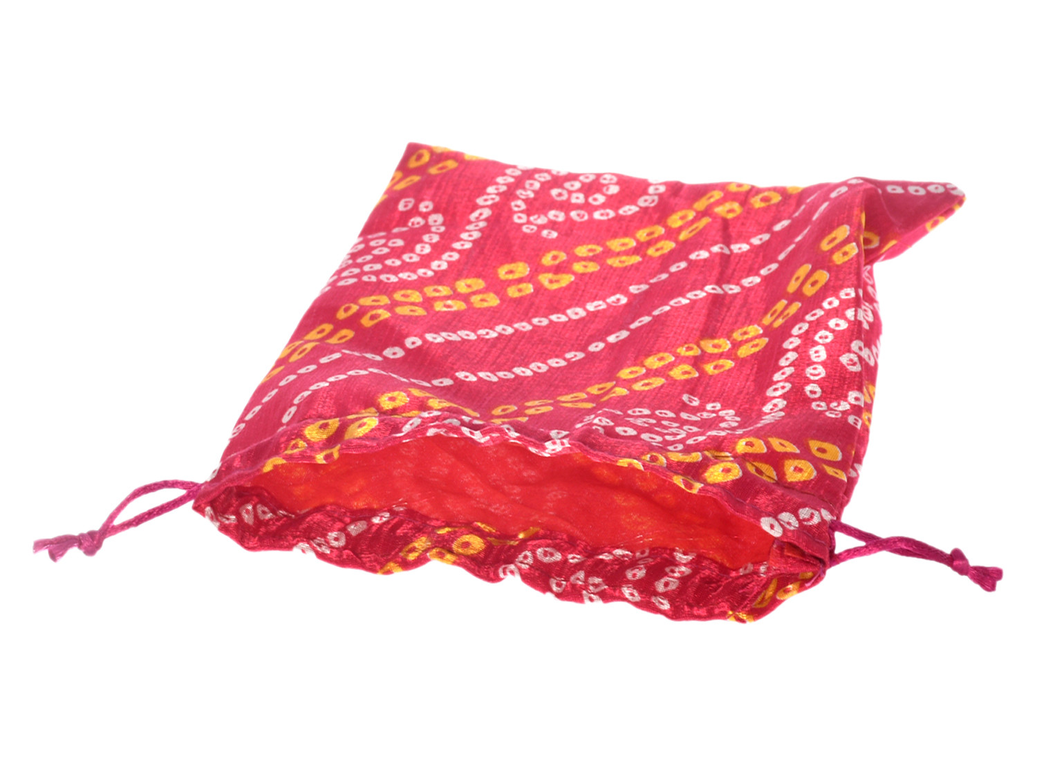 Kuber Industries Multiuses Bandhej Print Potli Bag for women With Drawstring (Pink)