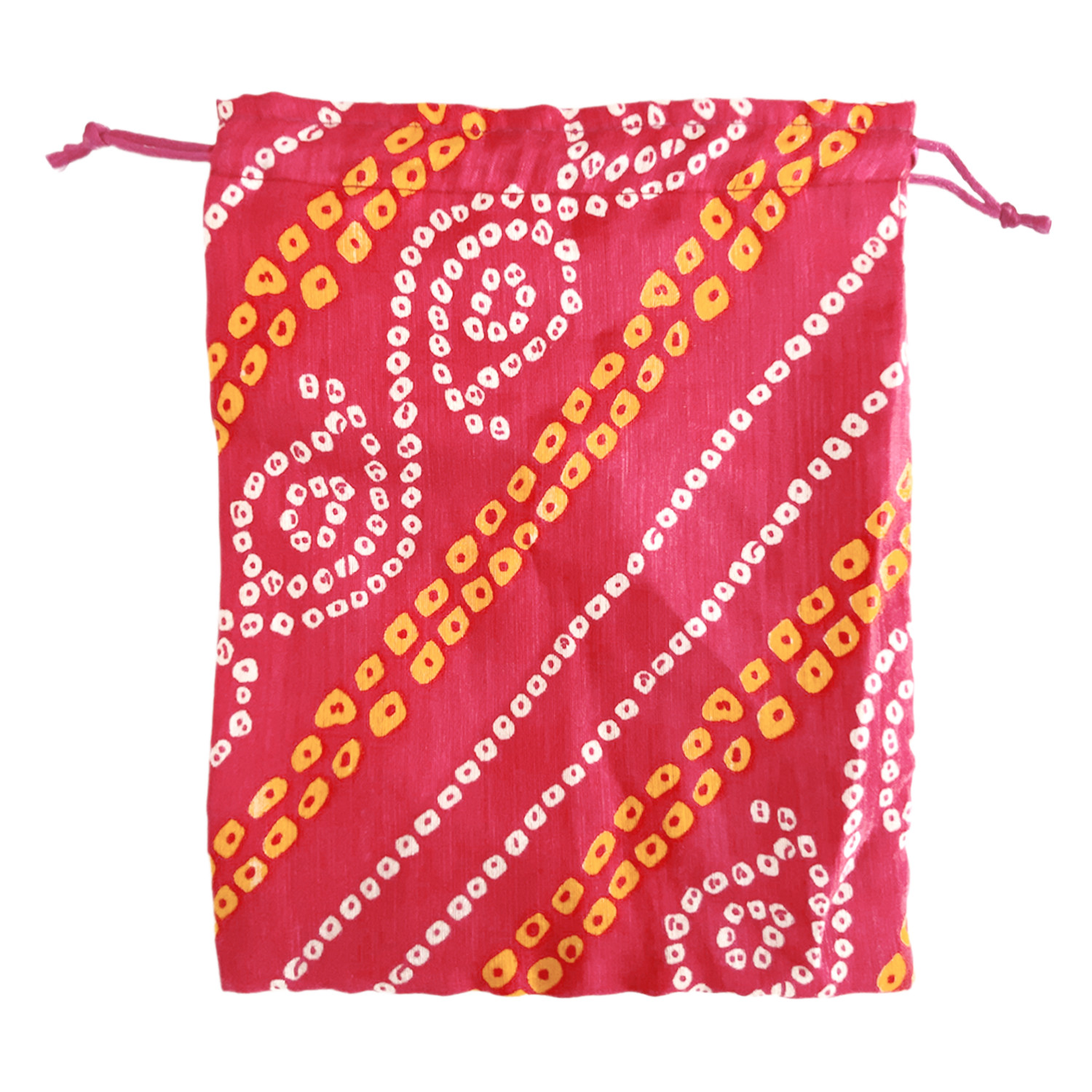 Kuber Industries Multiuses Bandhej Print Potli Bag for women With Drawstring (Pink)