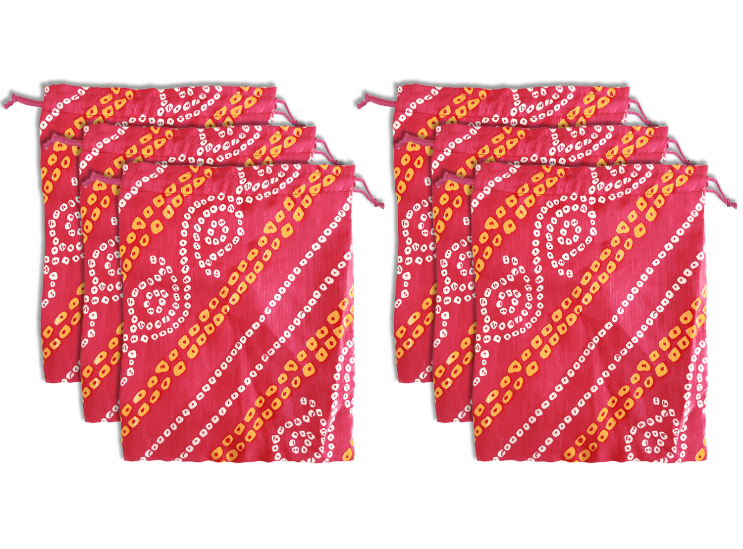 Kuber Industries Multiuses Bandhej Print Potli Bag for women With Drawstring (Pink)