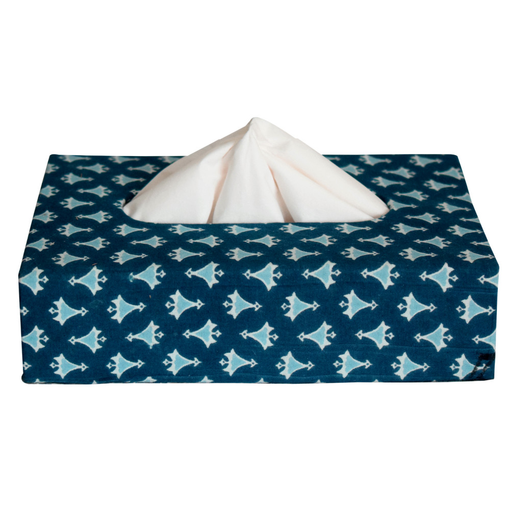 Kuber Industries Multiuses Buti Print Handicrafts Tissue Paper Box/Paper Napkin Holder For Home, Hotel, Office (Blue)