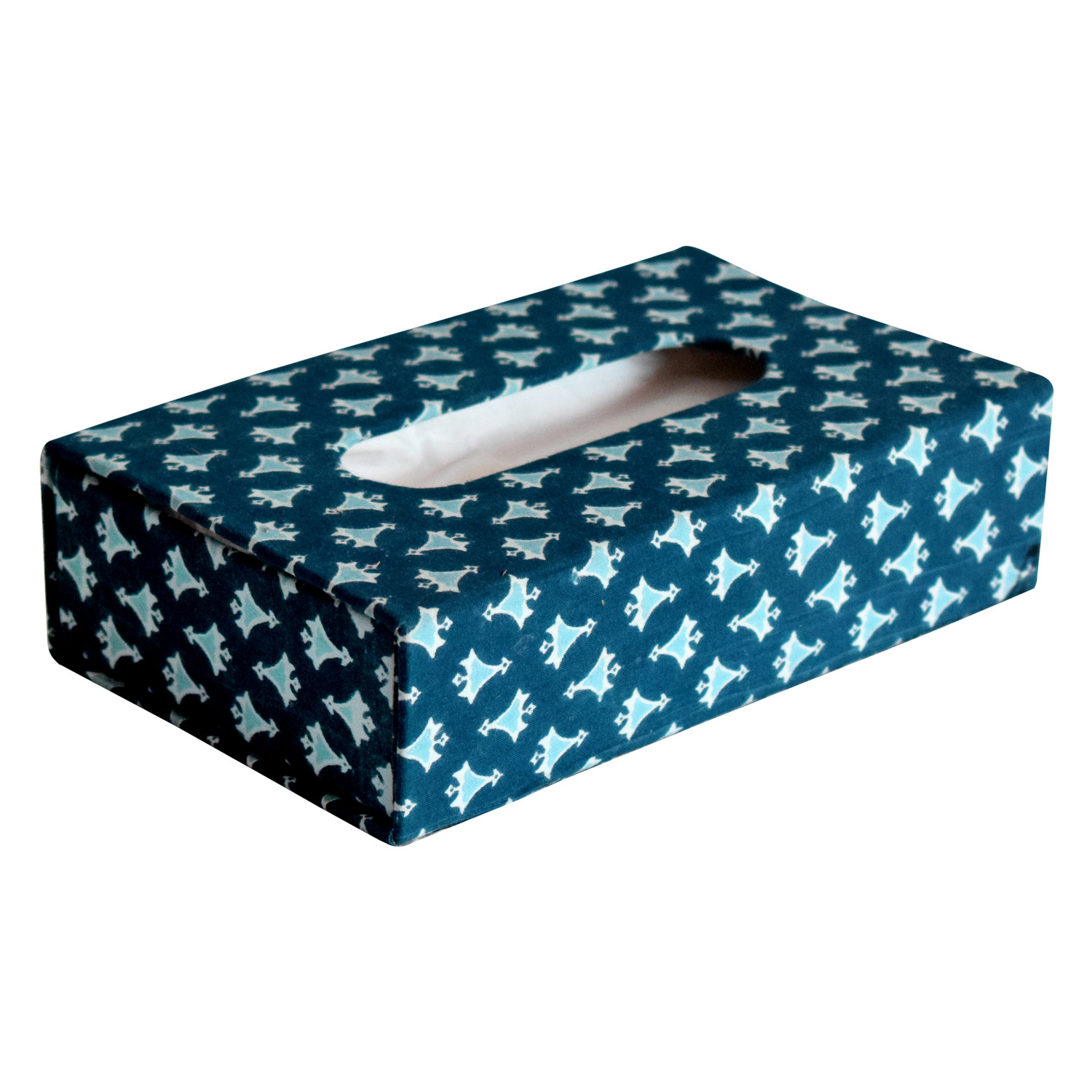 Kuber Industries Multiuses Buti Print Handicrafts Tissue Paper Box/Paper Napkin Holder For Home, Hotel, Office (Blue)