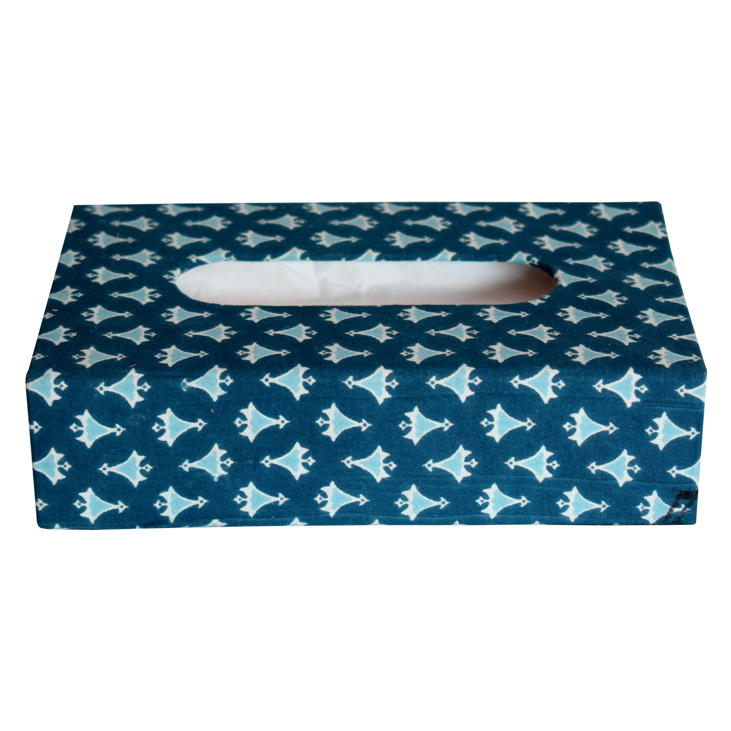 Kuber Industries Multiuses Buti Print Handicrafts Tissue Paper Box/Paper Napkin Holder For Home, Hotel, Office (Blue)