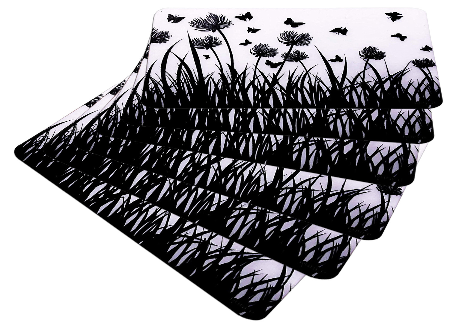 Kuber Industries Multiuses Butterfly Print PVC Table Placemat for kitchen, Dining Table Set of 6 (White)