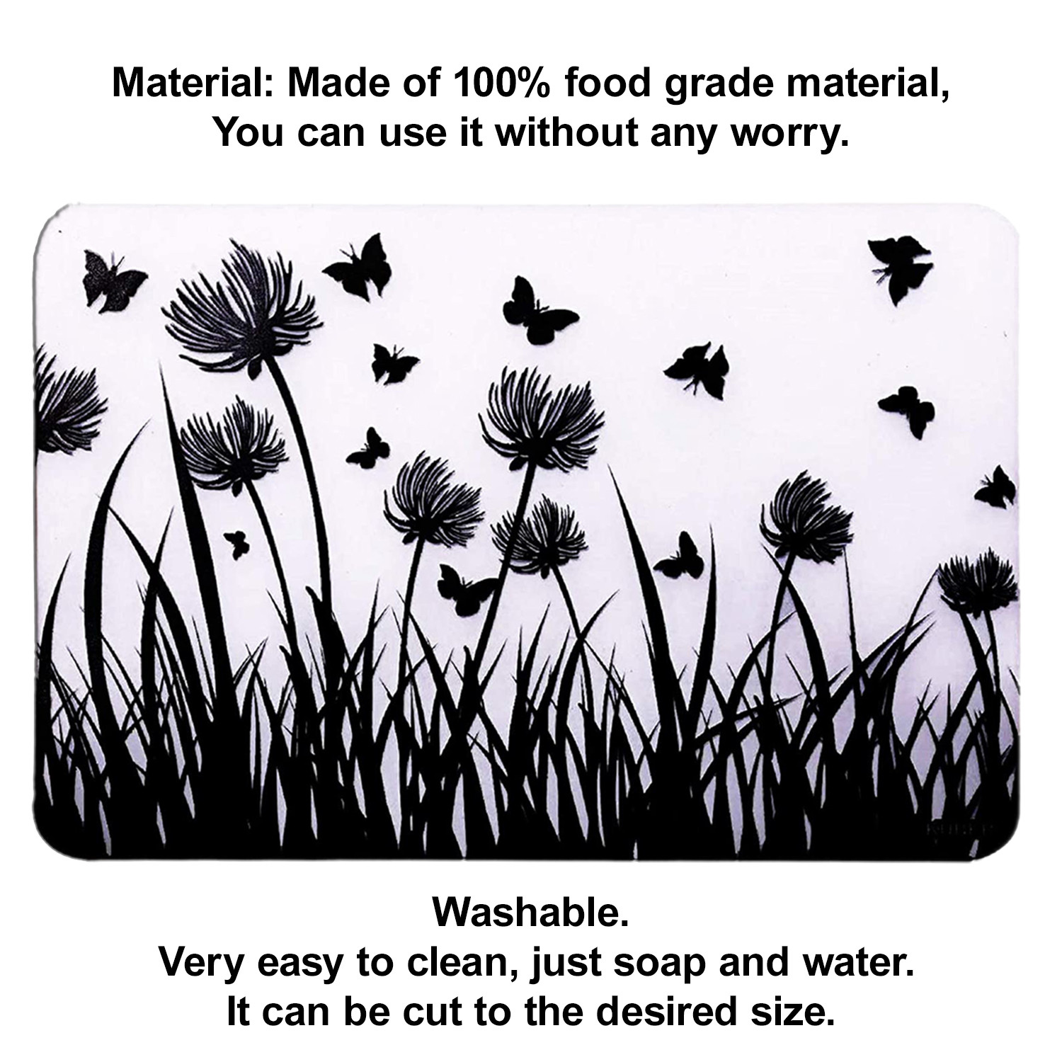 Kuber Industries Multiuses Butterfly Print PVC Table Placemat for kitchen, Dining Table Set of 6 (White)