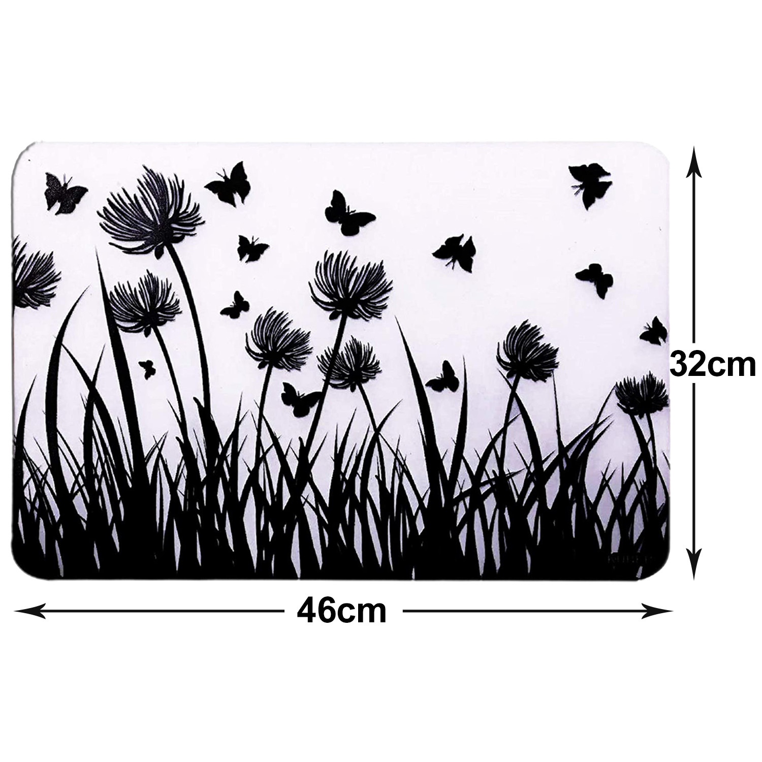 Kuber Industries Multiuses Butterfly Print PVC Table Placemat for kitchen, Dining Table Set of 6 (White)