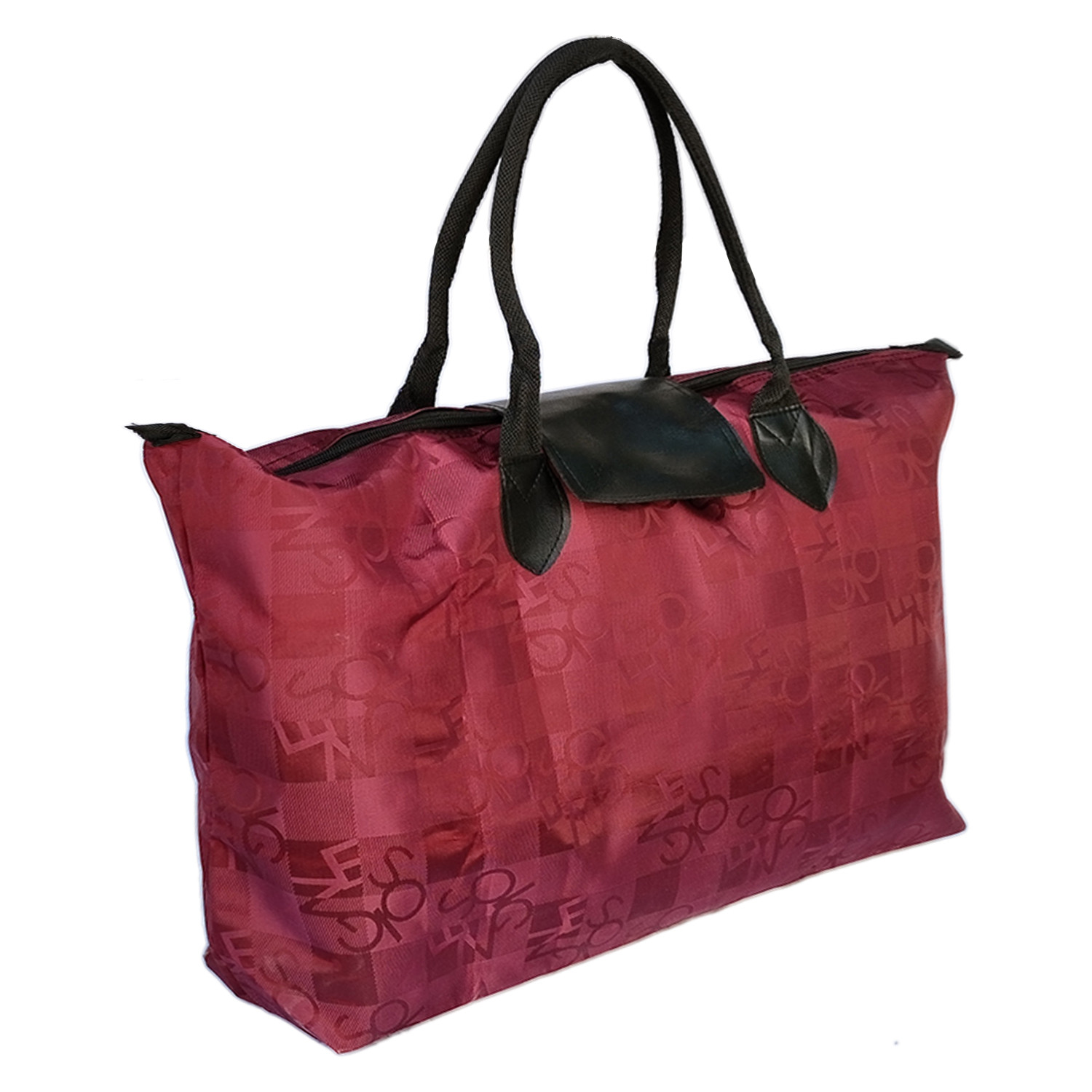 Kuber Industries Multiuses Check Print Rexine Shopping Bags/Grocery Bag for Carry Grocery, Fruits, Vegetable with Handles (Maroon)