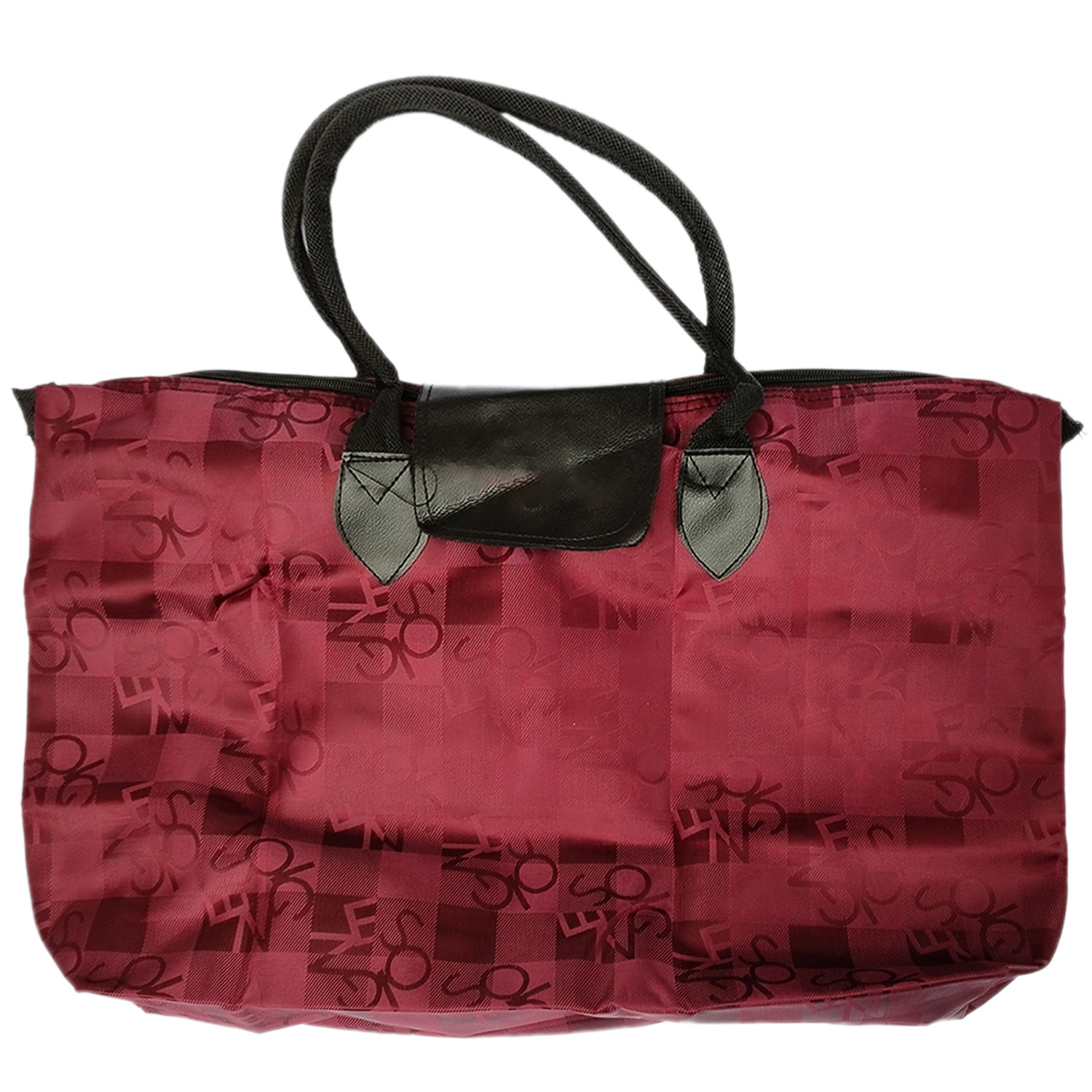 Kuber Industries Multiuses Check Print Rexine Shopping Bags/Grocery Bag for Carry Grocery, Fruits, Vegetable with Handles (Maroon)