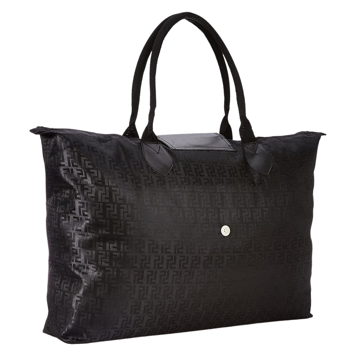 Kuber Industries Multiuses Designer Rexine Shopping Bags/Grocery Bag for Carry Grocery, Fruits, Vegetable with Handles (Black)